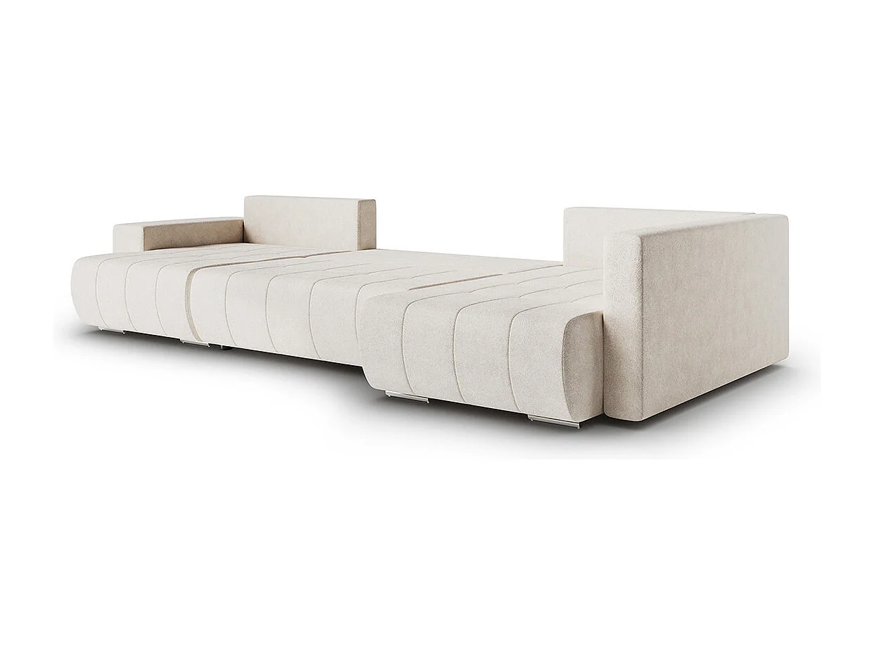 Canapé U 5 places angle droit convertible coffre Sergio Beige