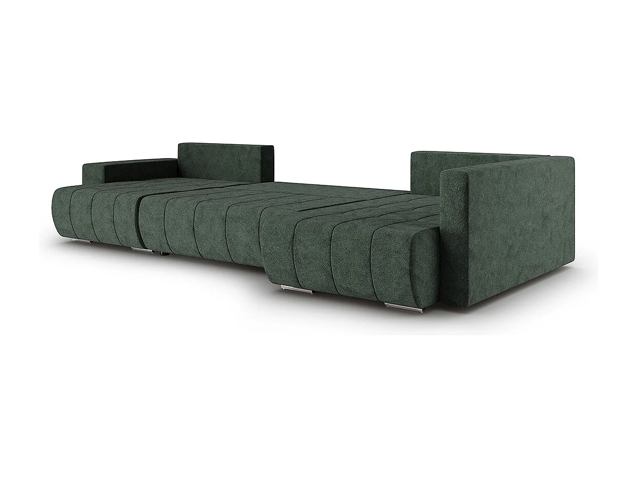 Canapé U 5 places angle droit convertible coffre Sergio Vert