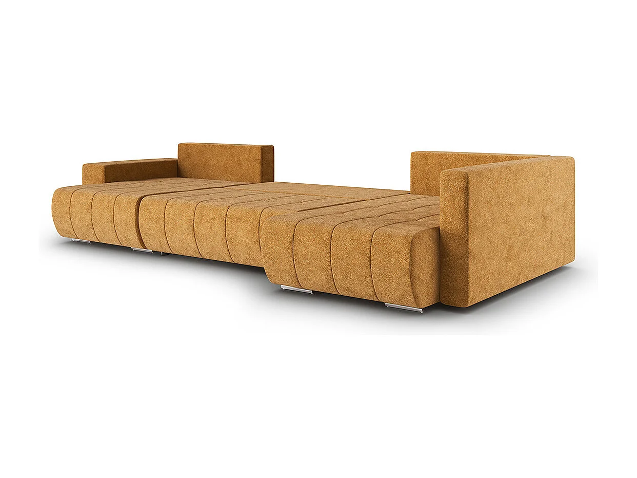 Canapé U 5 places angle droit convertible coffre Sergio Moutarde