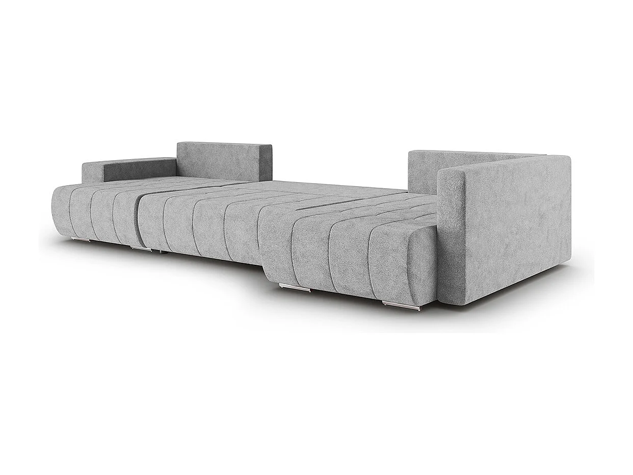 Canapé U 5 places angle droit convertible coffre Sergio Gris