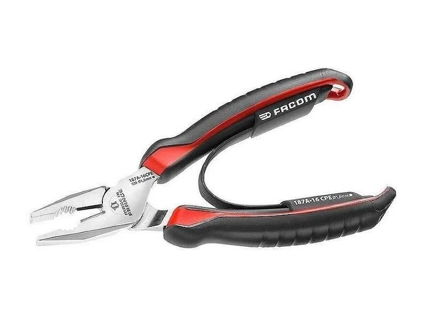 Alicate universal FACOM 187A.16CPEPB 165mm - Mangos bimateriales rojos