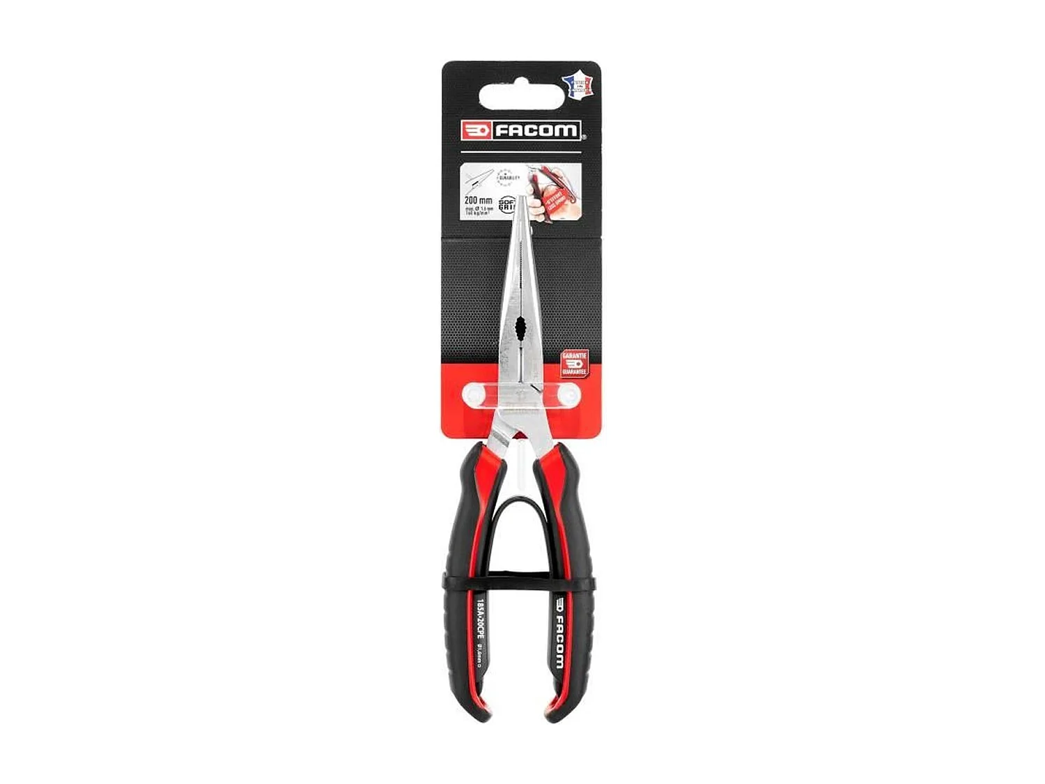 FACOM 185A.20CPEPB – Pince à becs demi-ronds 200 mm avec serre-tube