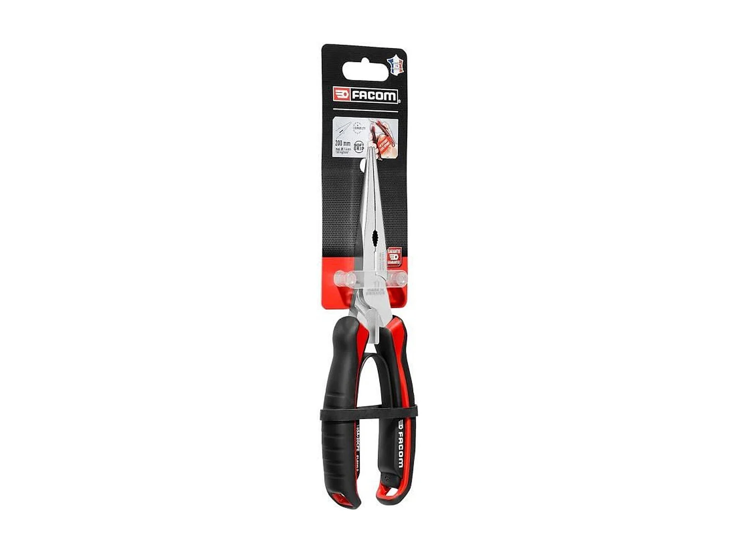FACOM 185A.20CPEPB – Pince à becs demi-ronds 200 mm avec serre-tube