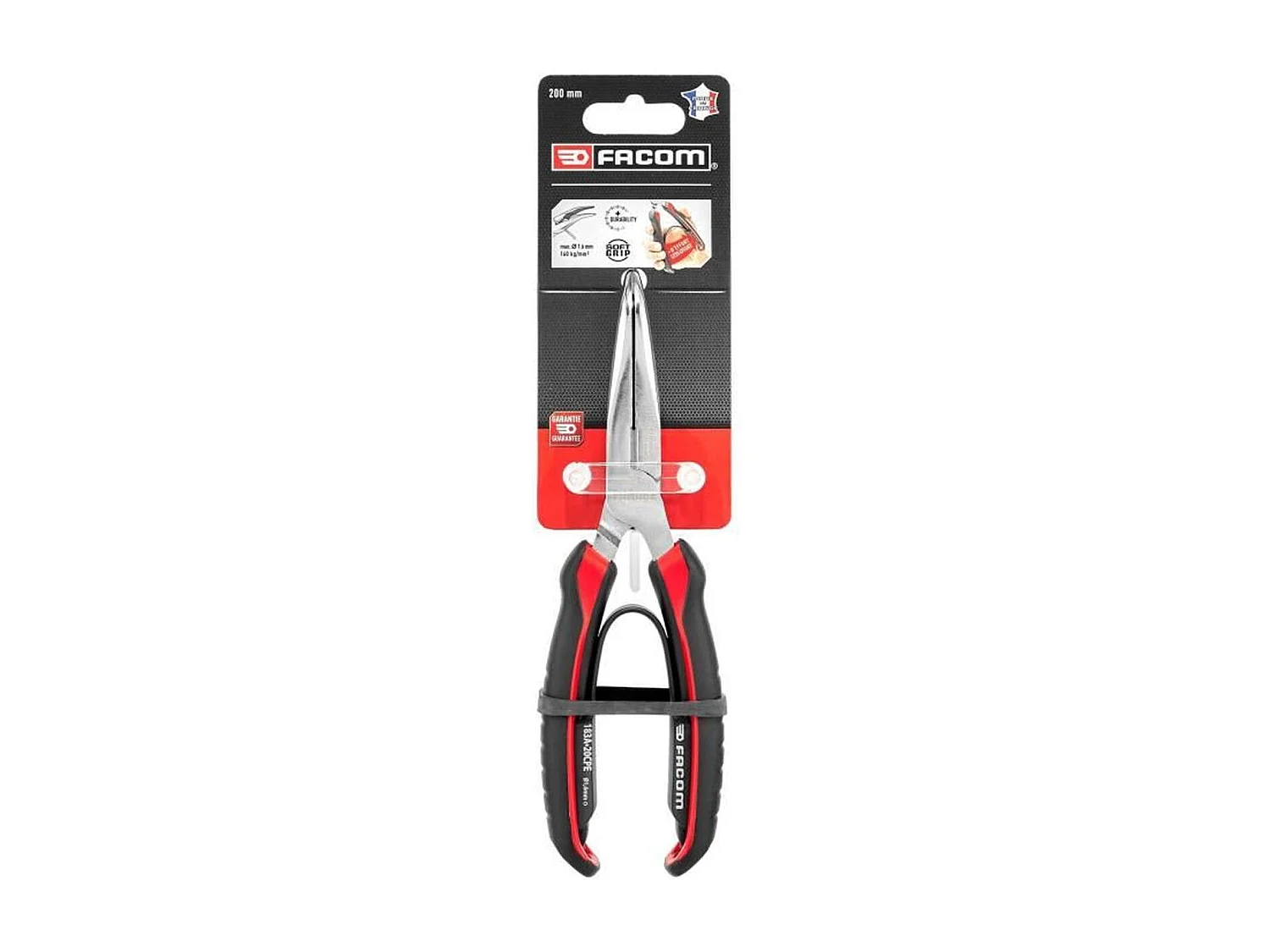 Alicates de Punta Redonda Curvada FACOM 183A.20CPEPB 230mm con Mandíbulas Micro-serradas y Mangos Soft-Grip