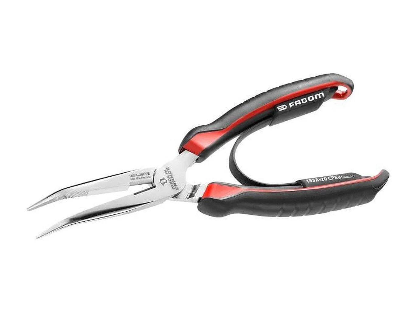 Alicates de Punta Redonda Curvada FACOM 183A.20CPEPB 230mm con Mandíbulas Micro-serradas y Mangos Soft-Grip