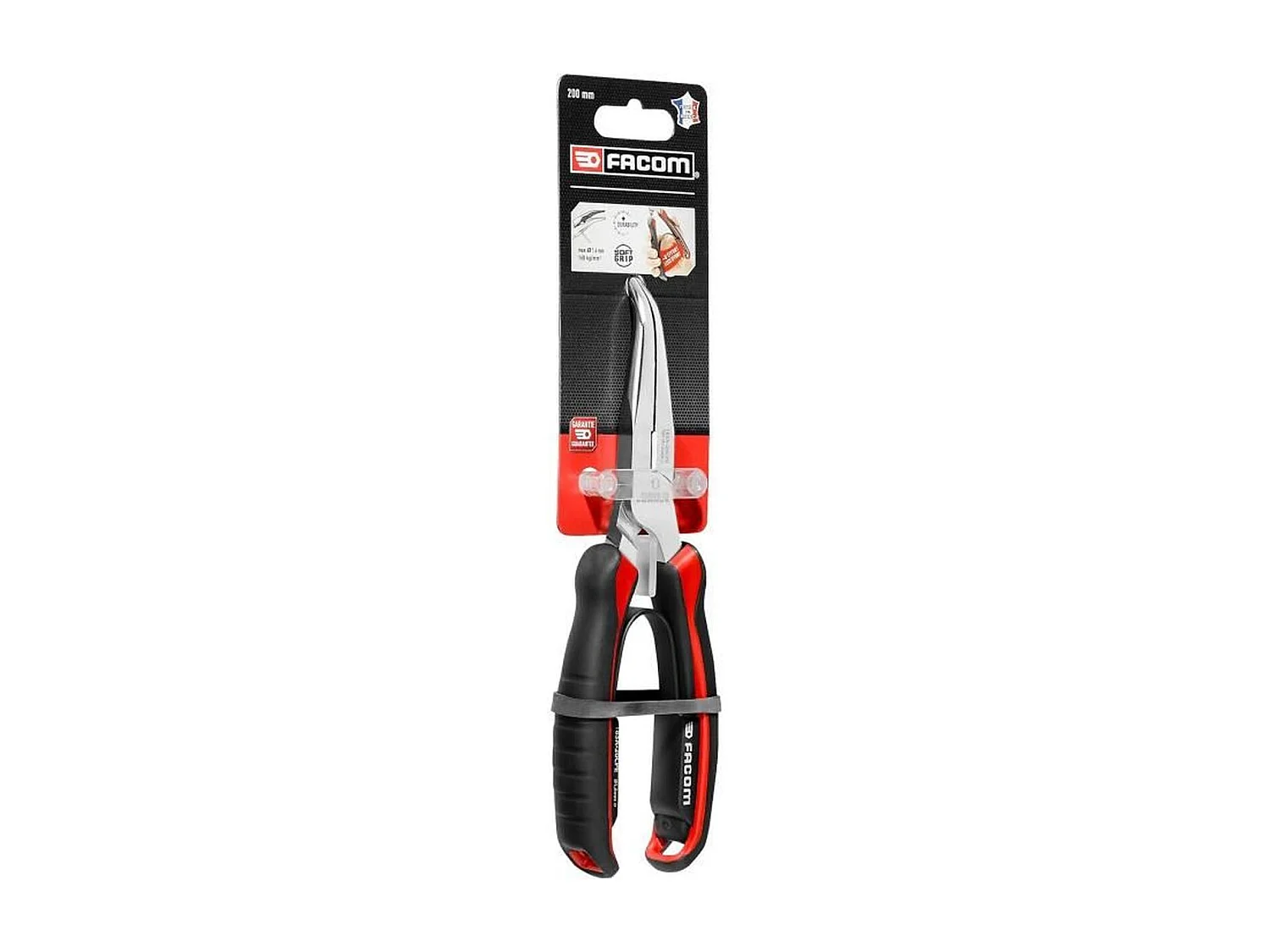 Alicates de Punta Redonda Curvada FACOM 183A.20CPEPB 230mm con Mandíbulas Micro-serradas y Mangos Soft-Grip
