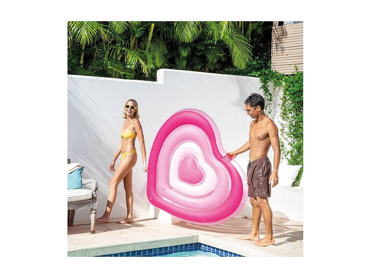 Bouée Gonflable Cœur "Ile Love" 155cm Rose