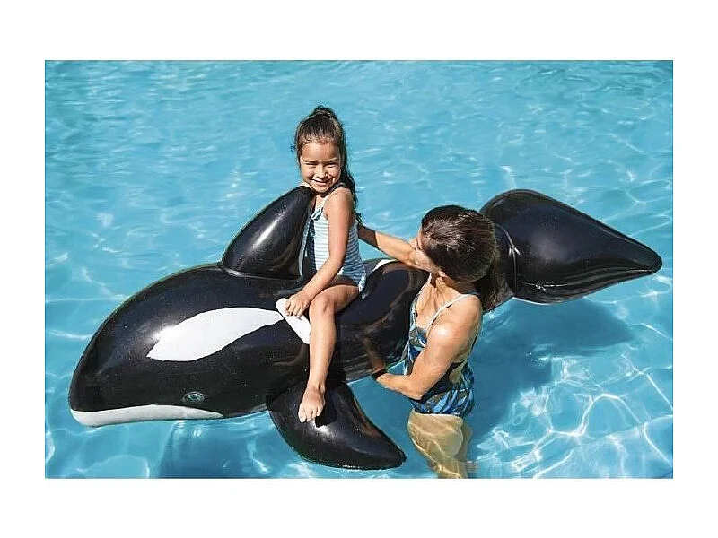 Reusachtige Rit-Op Walvis - 203 x 102 cm - Zwart - Bestway - Leuk opblaasbaar speelgoed voor kinderen en volwassenen