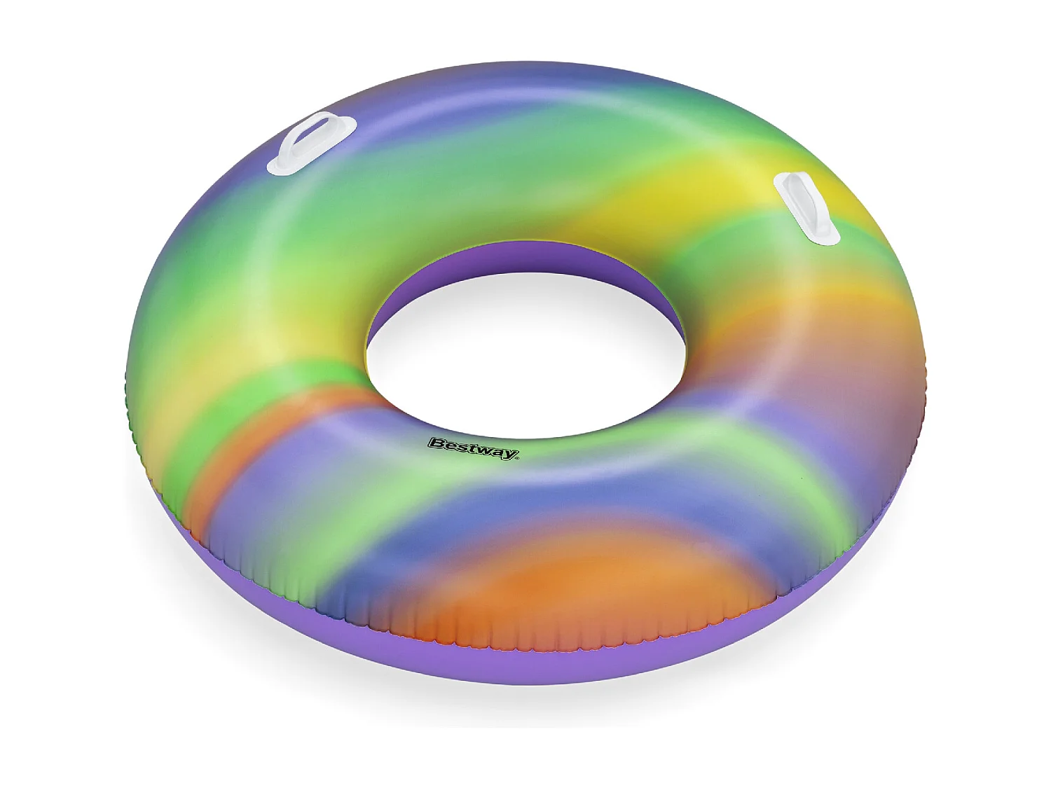Bestway Nautical Rainbow Tube Opblaasbare Strand Zwembad Drijver 105x33 cm Multicolor met Veiligheidshandvatten