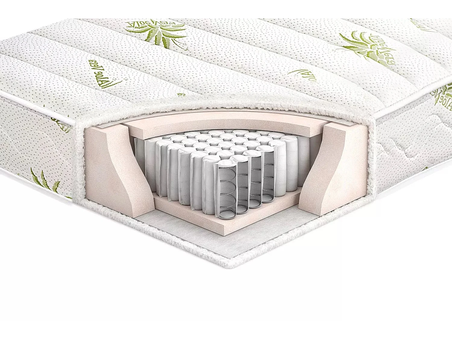 Materasso a molle con tessuto di Aloe Vera 90x200 alto 20 cm MBG4