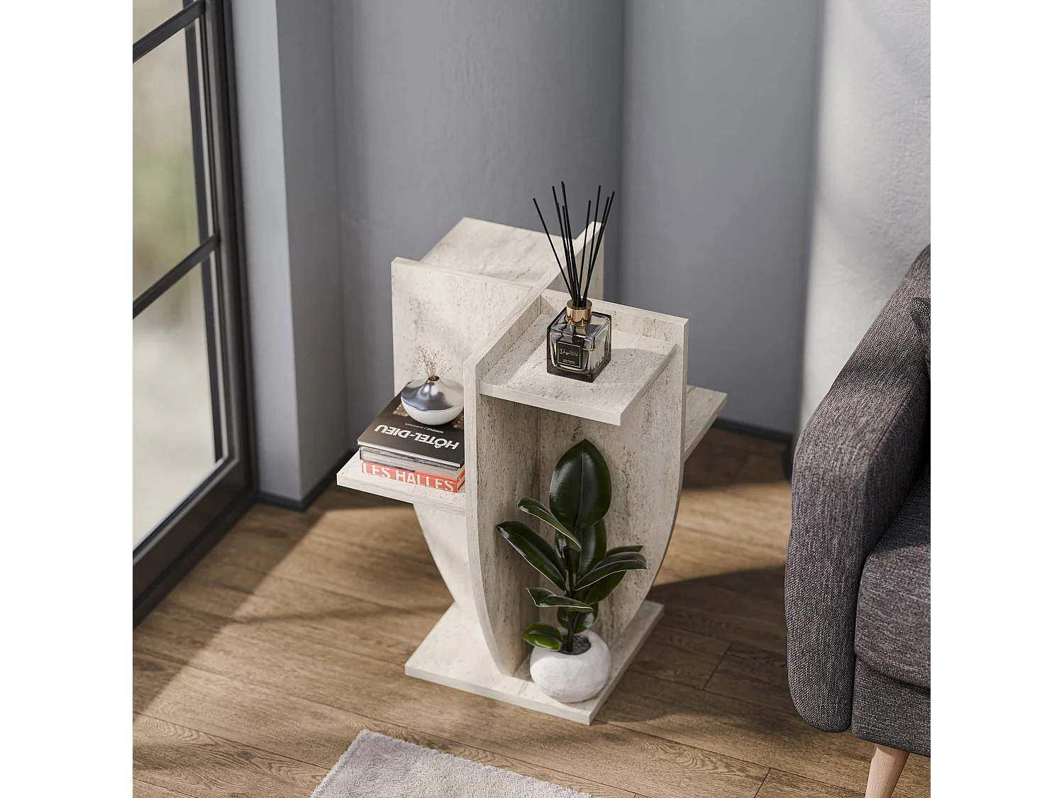 Ceki Plant Stand - Side End Table - H 62 cm x W 29 cm x D 29 cm