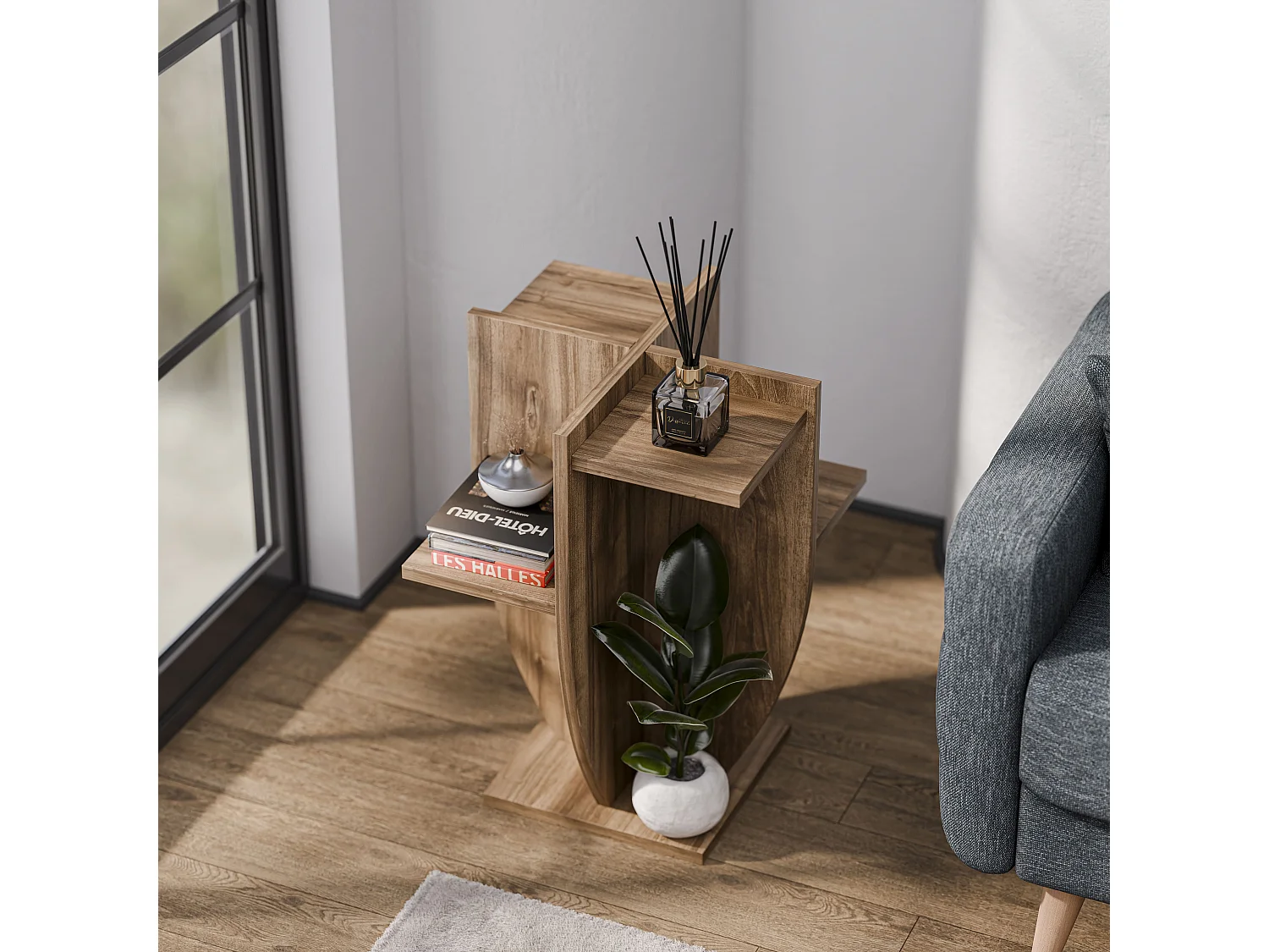 Ceki Plant Stand - Side End Table - H 62 cm x W 29 cm x D 29 cm