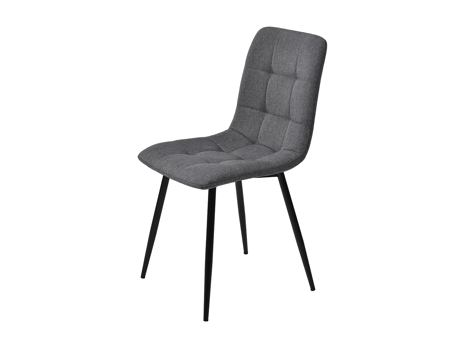 Set of 4 Dining Chairs - Metal Frame - Linen Fabric - Light Gray