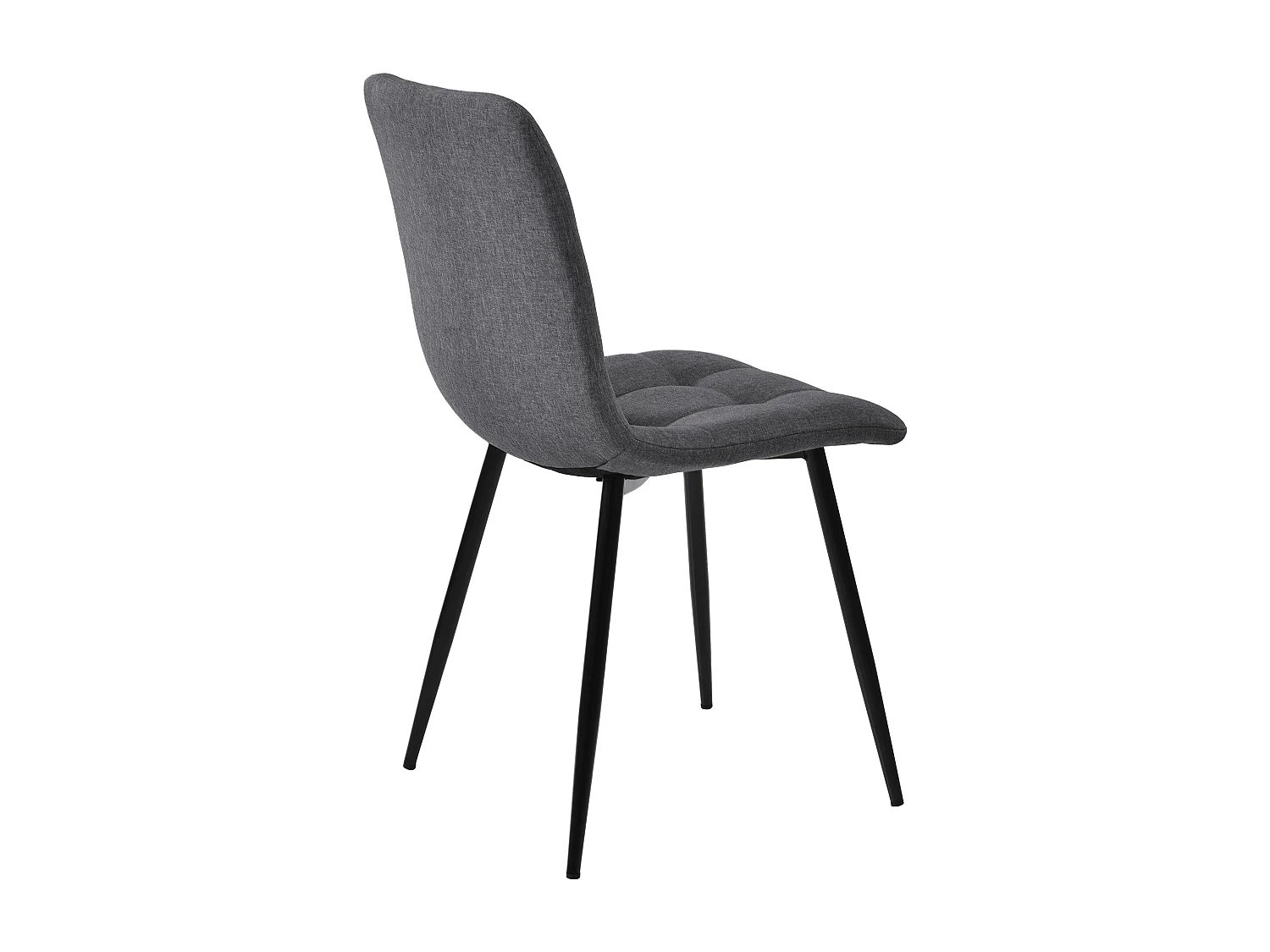 Set of 4 Dining Chairs - Metal Frame - Linen Fabric - Light Gray
