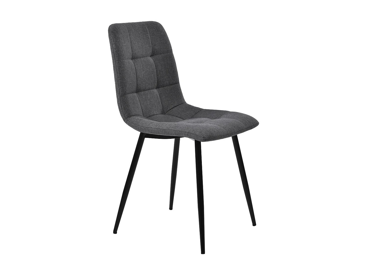 Set of 4 Dining Chairs - Metal Frame - Linen Fabric - Light Gray