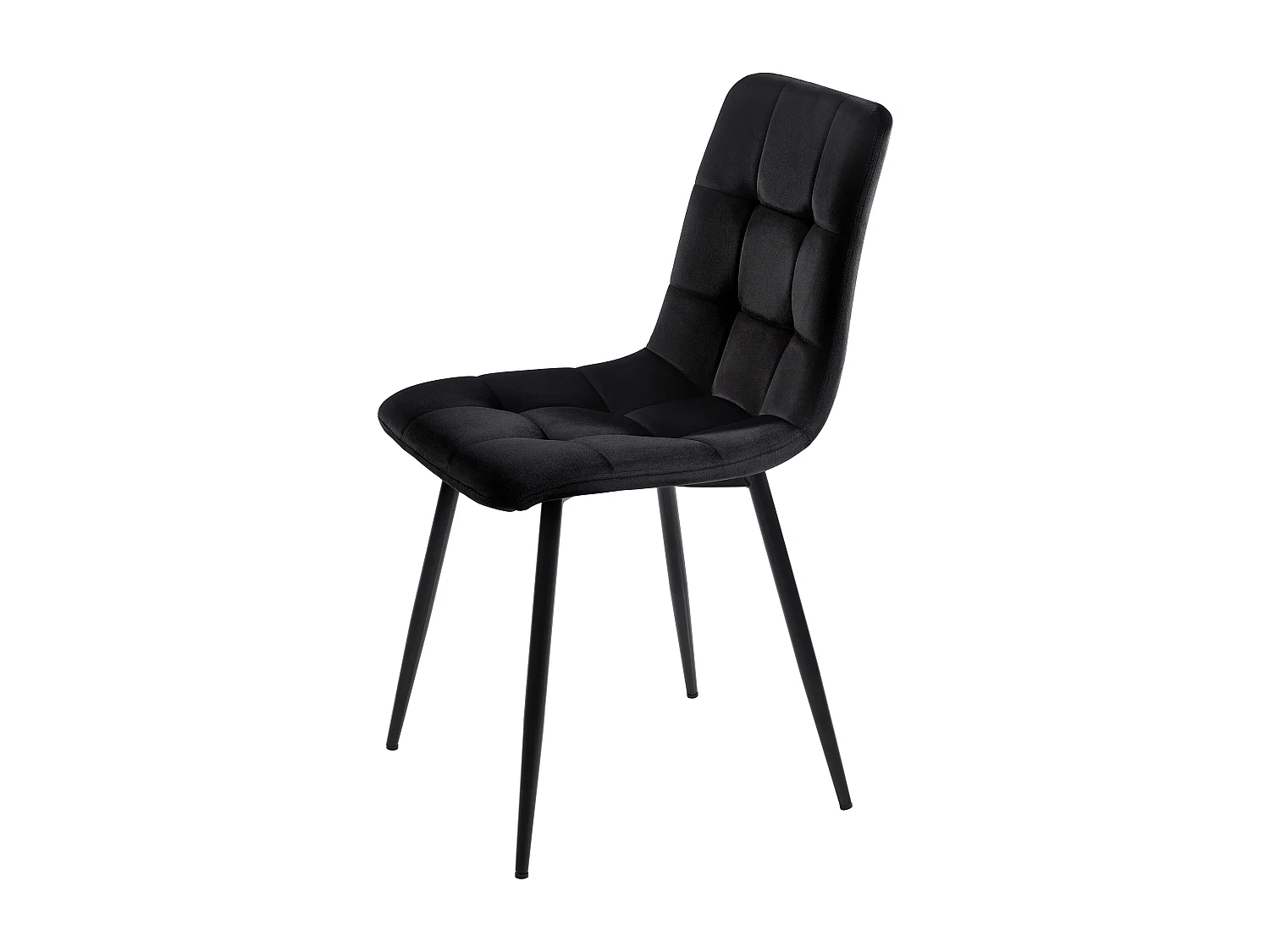 Set of 4 dining chairs - Metal frame - Velvet fabric - Black