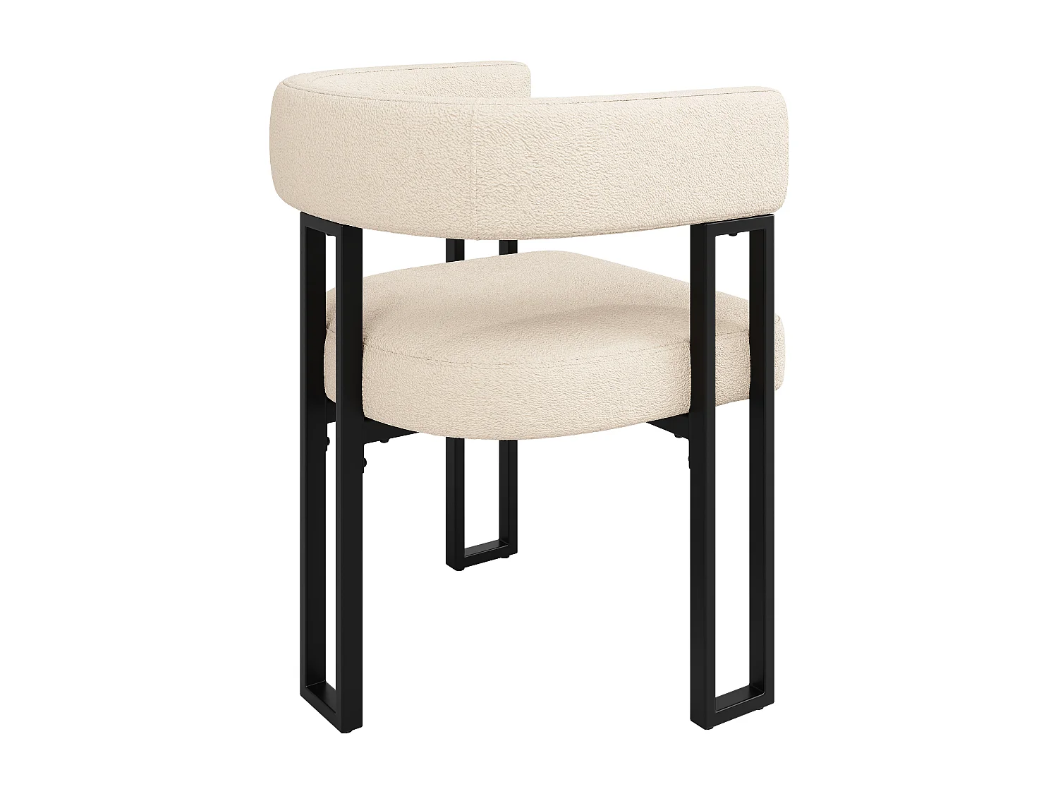 Set of 6 Upholstered Dining Chairs - Flannel Fabric - Metal Frame - Beige