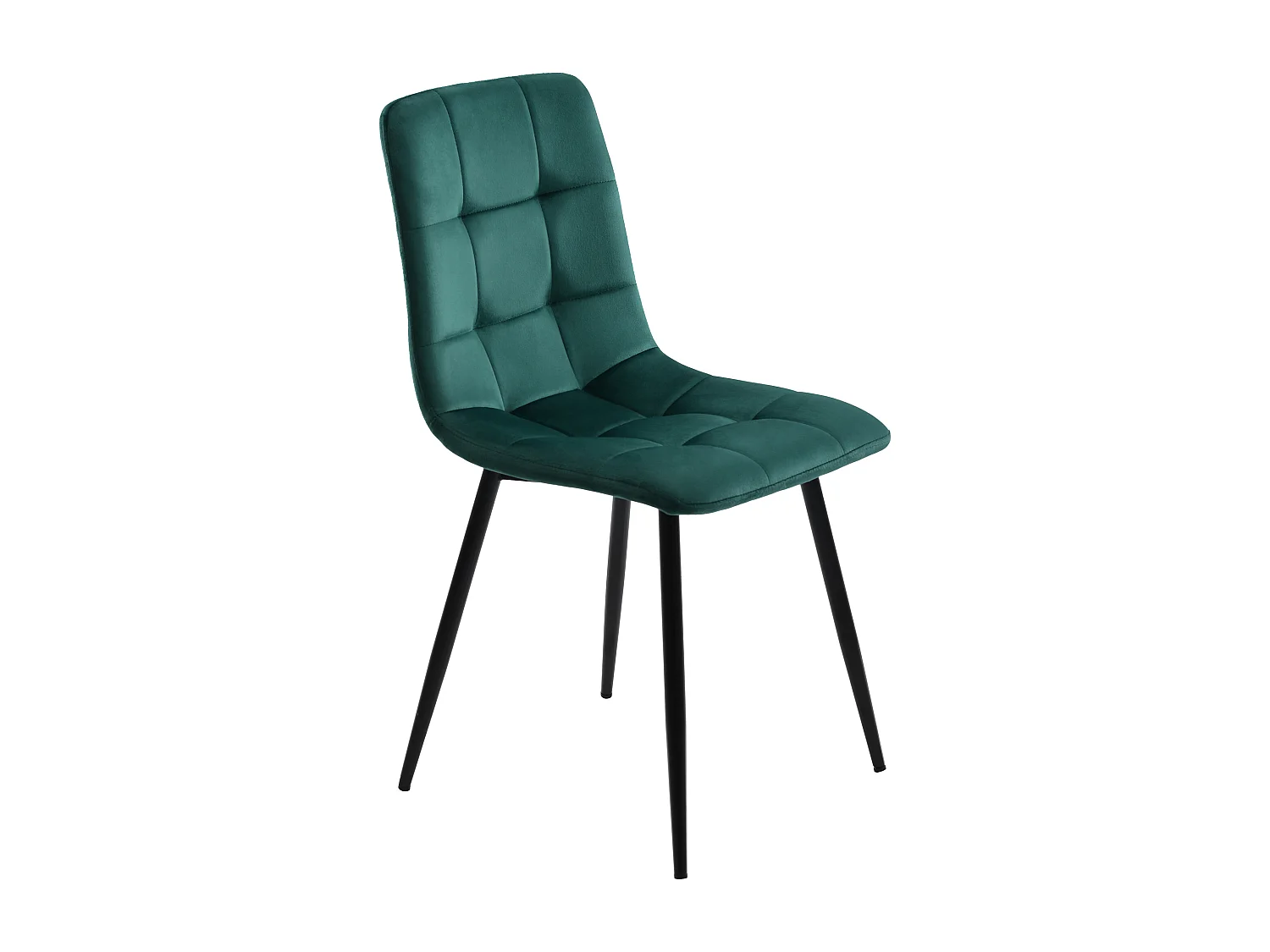 Set of 4 dining chairs - Metal frame - Velvet fabric - Green