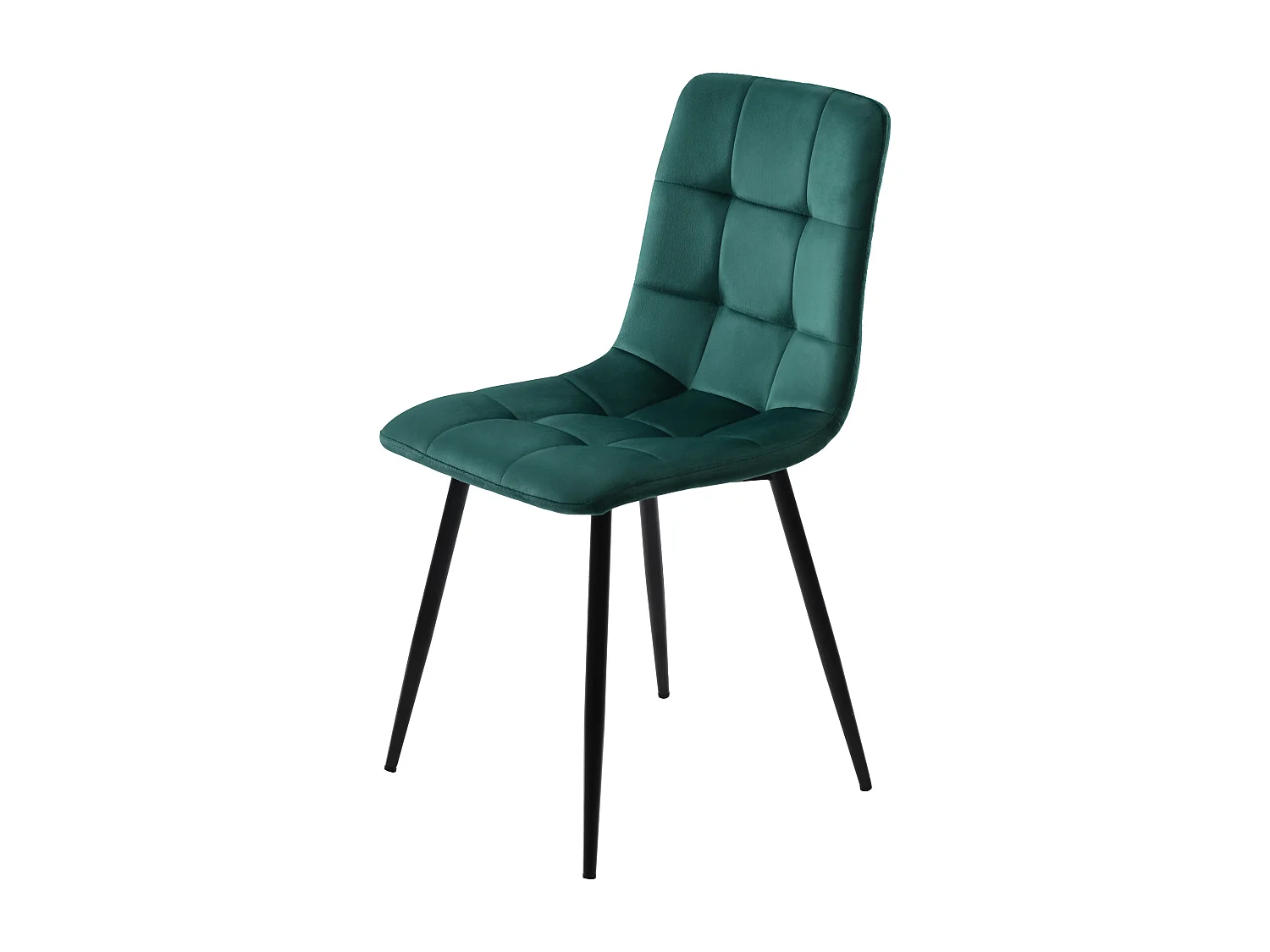 Set of 4 dining chairs - Metal frame - Velvet fabric - Green
