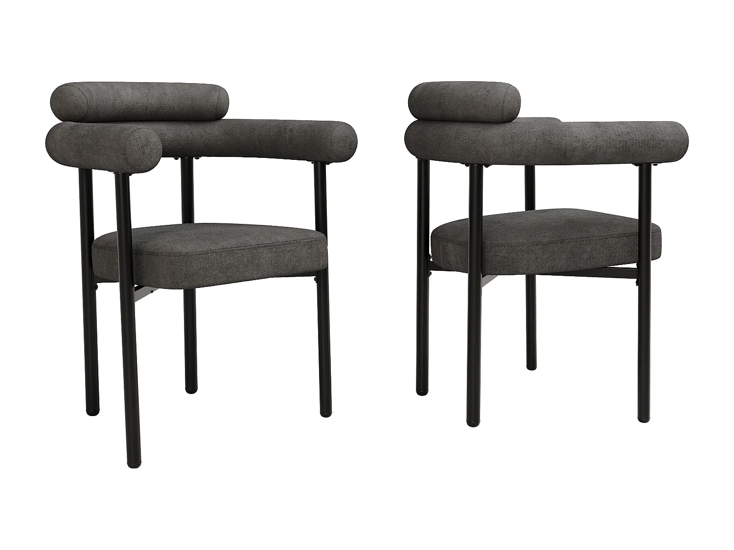 Set of 2 velvet chairs - with armrests - Gray