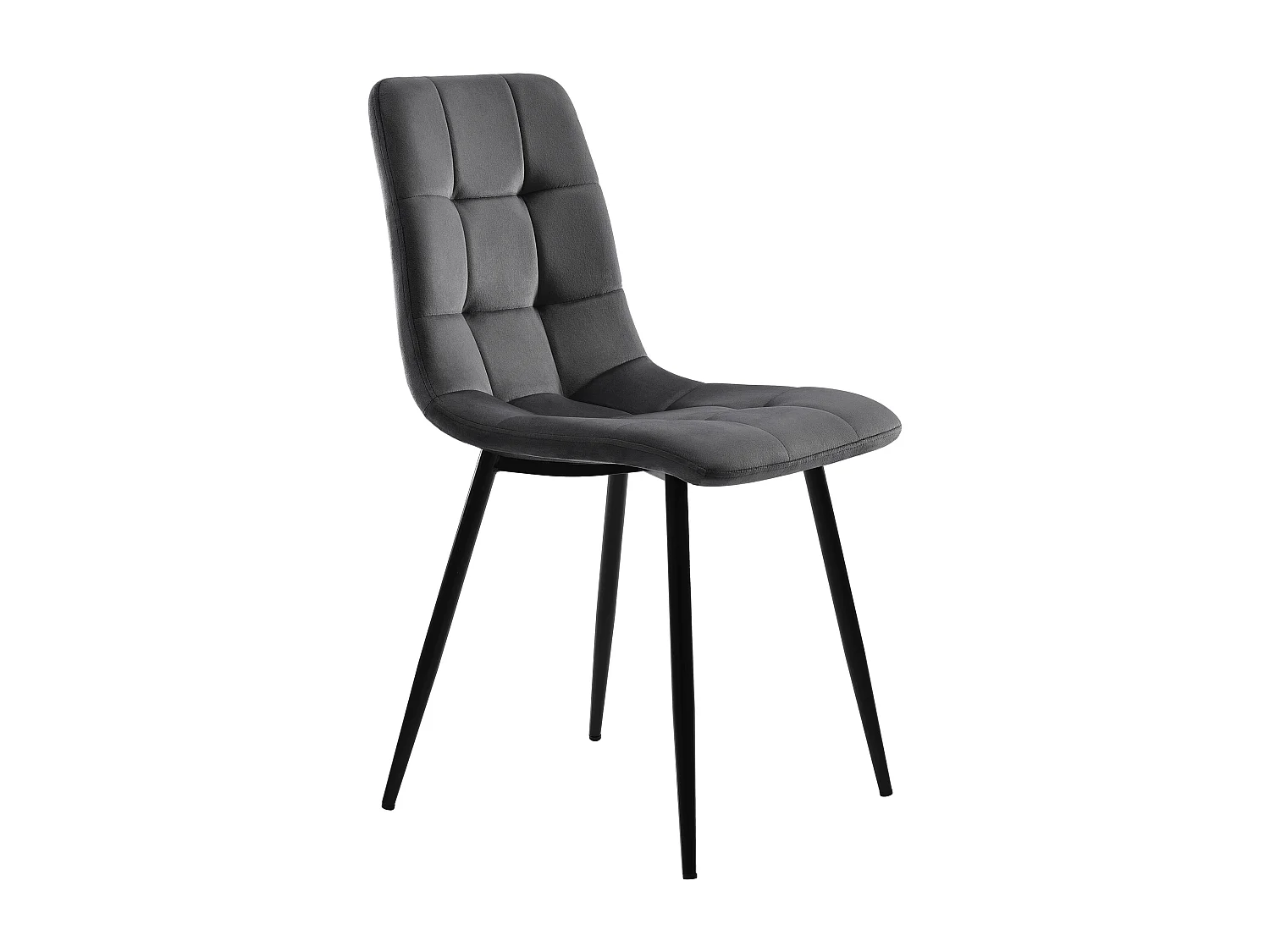 Set of 4 dining chairs - Metal frame - Velvet fabric - Gray