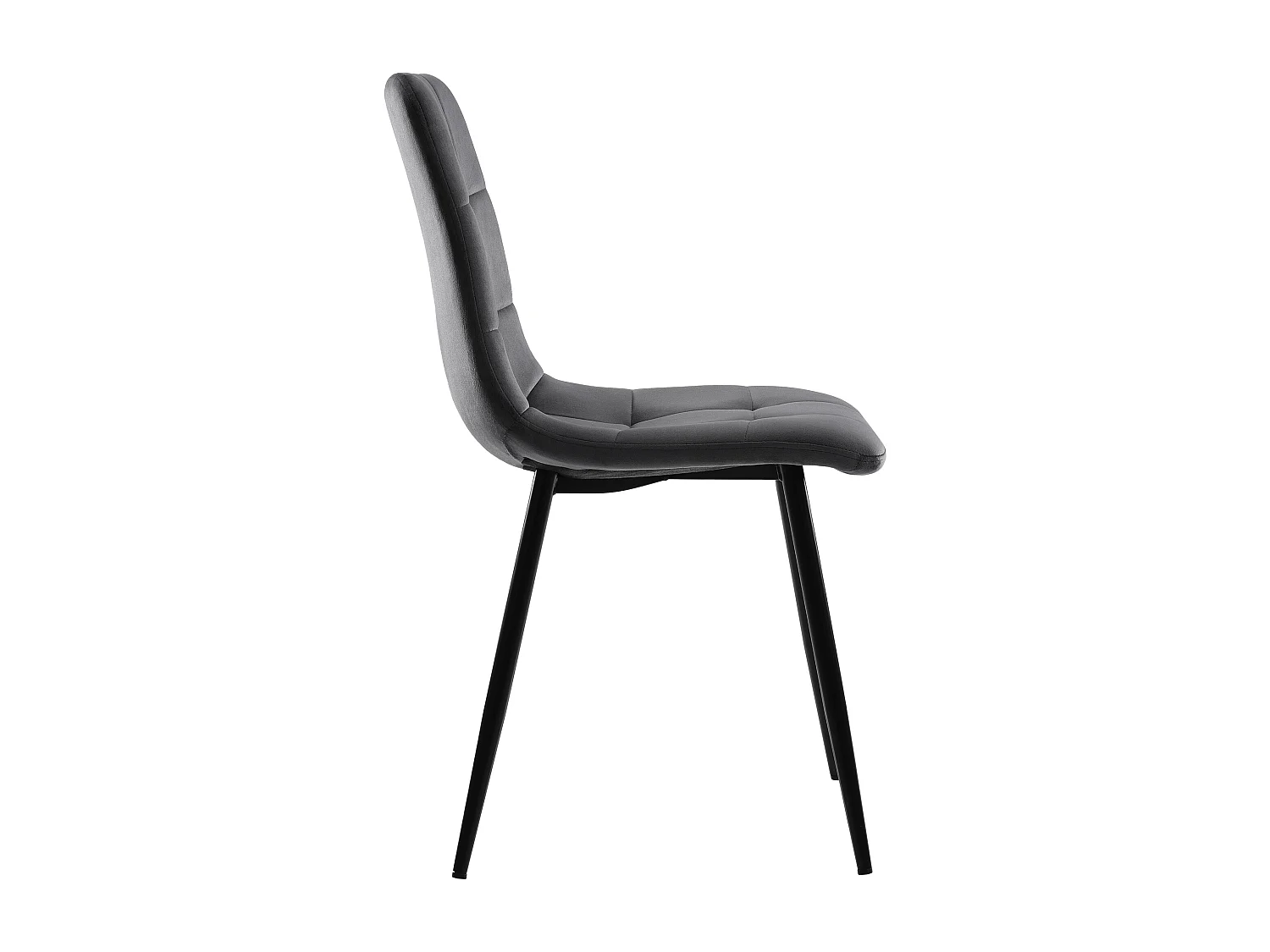 Set of 4 dining chairs - Metal frame - Velvet fabric - Gray