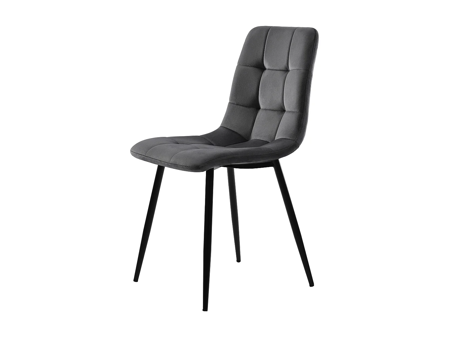 Set of 4 dining chairs - Metal frame - Velvet fabric - Gray