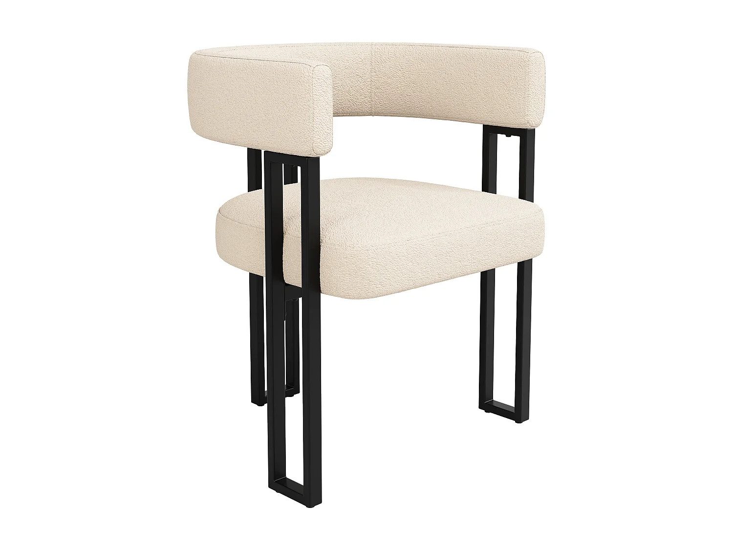 Set of 4 Upholstered Dining Chairs - Flannel Fabric - Metal Frame - Beige
