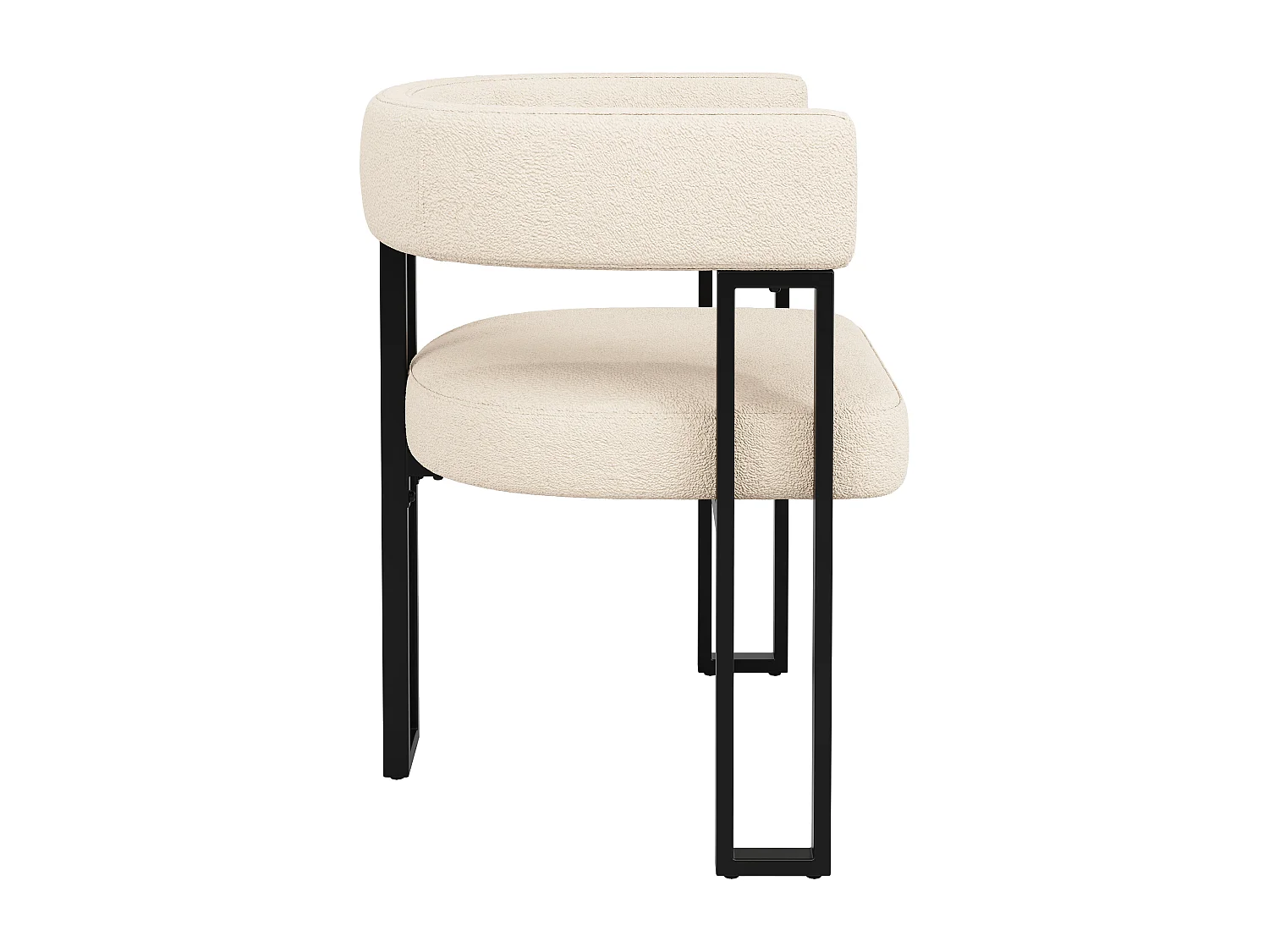 Set of 4 Upholstered Dining Chairs - Flannel Fabric - Metal Frame - Beige