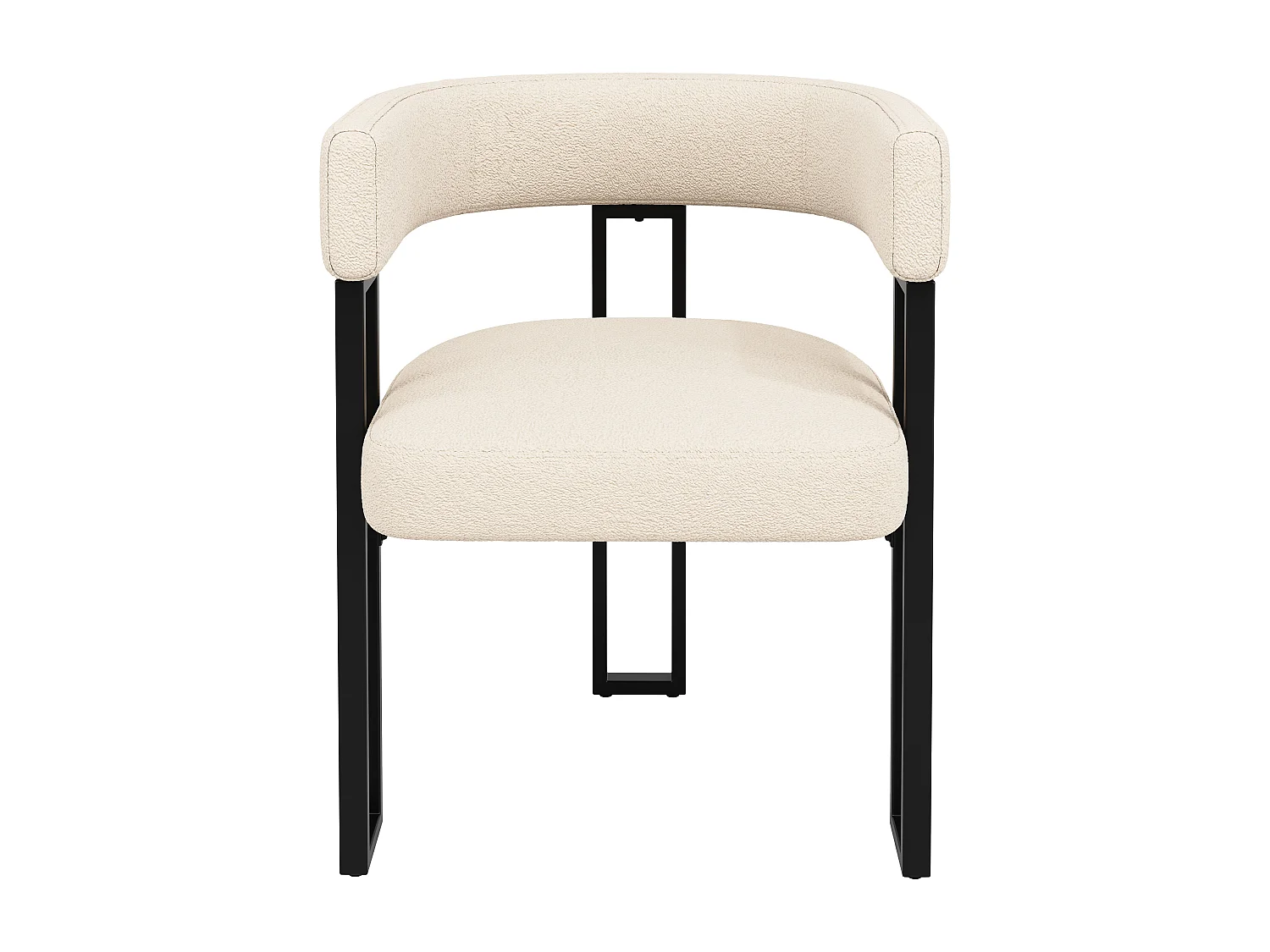 Set of 4 Upholstered Dining Chairs - Flannel Fabric - Metal Frame - Beige