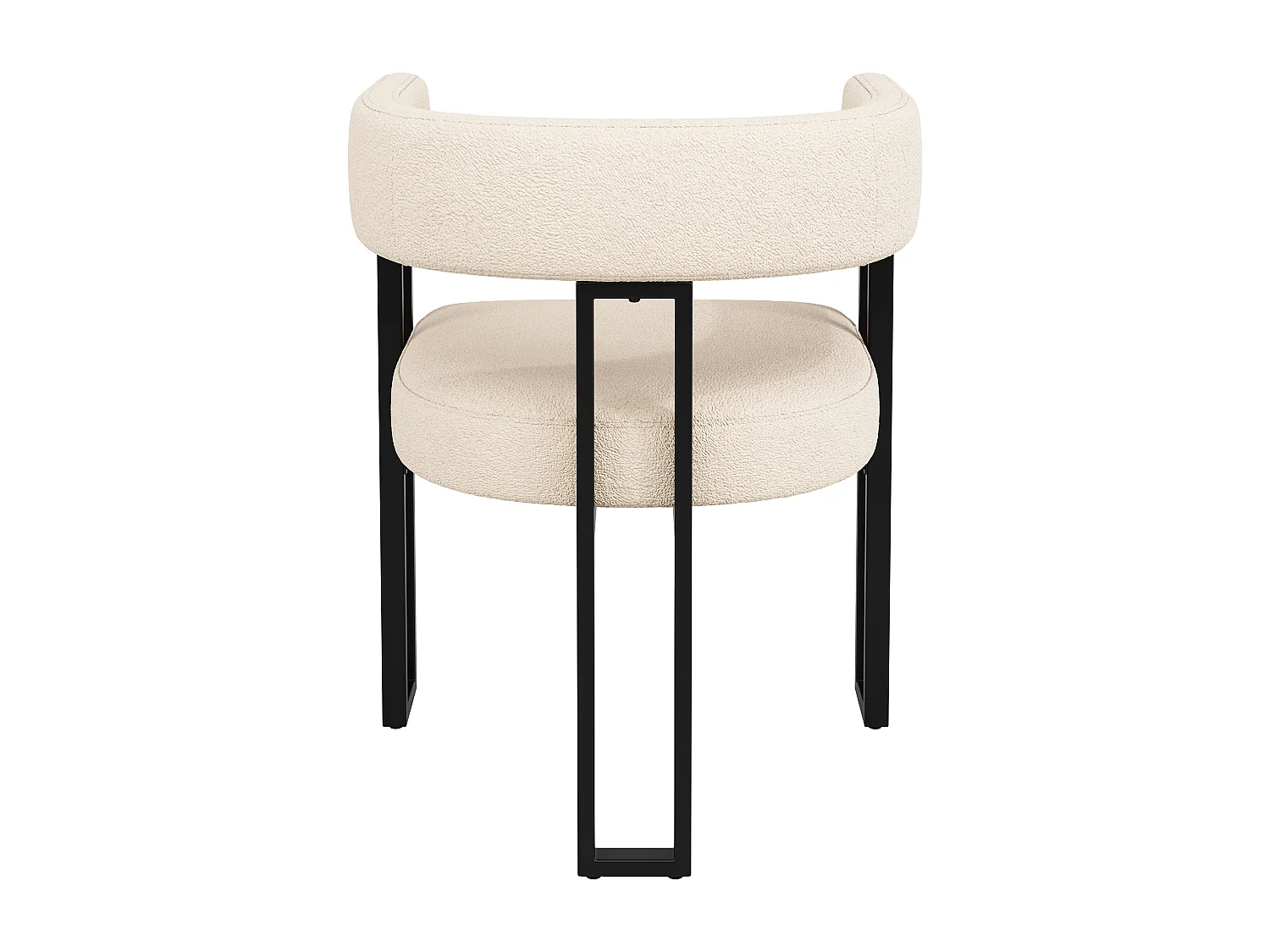 Set of 4 Upholstered Dining Chairs - Flannel Fabric - Metal Frame - Beige