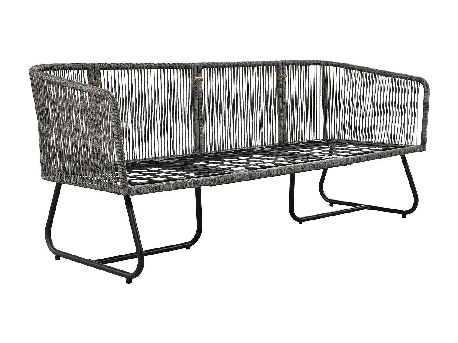 Galvanized iron and rope garden furniture set - sofa, 2 armchairs and 2 nesting tables - Grey