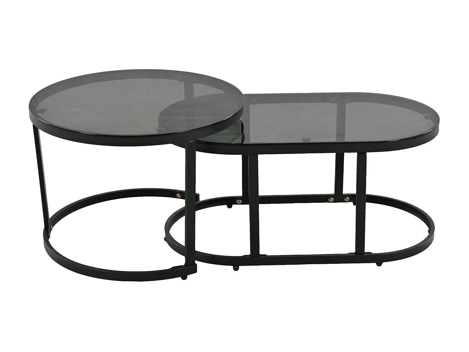 Galvanized iron and rope garden furniture set - sofa, 2 armchairs and 2 nesting tables - Grey