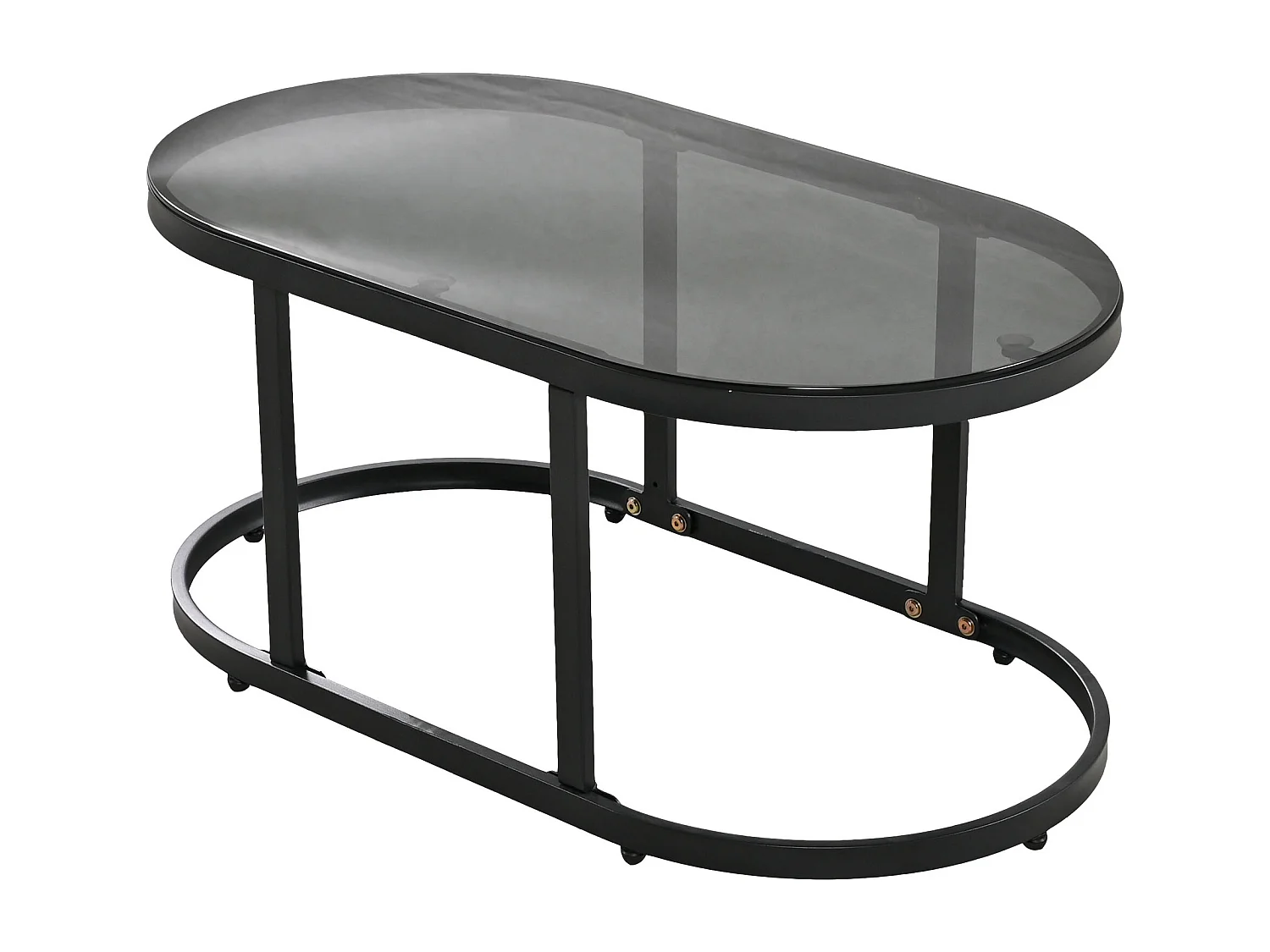 Galvanized iron and rope garden furniture set - sofa, 2 armchairs and 2 nesting tables - Grey