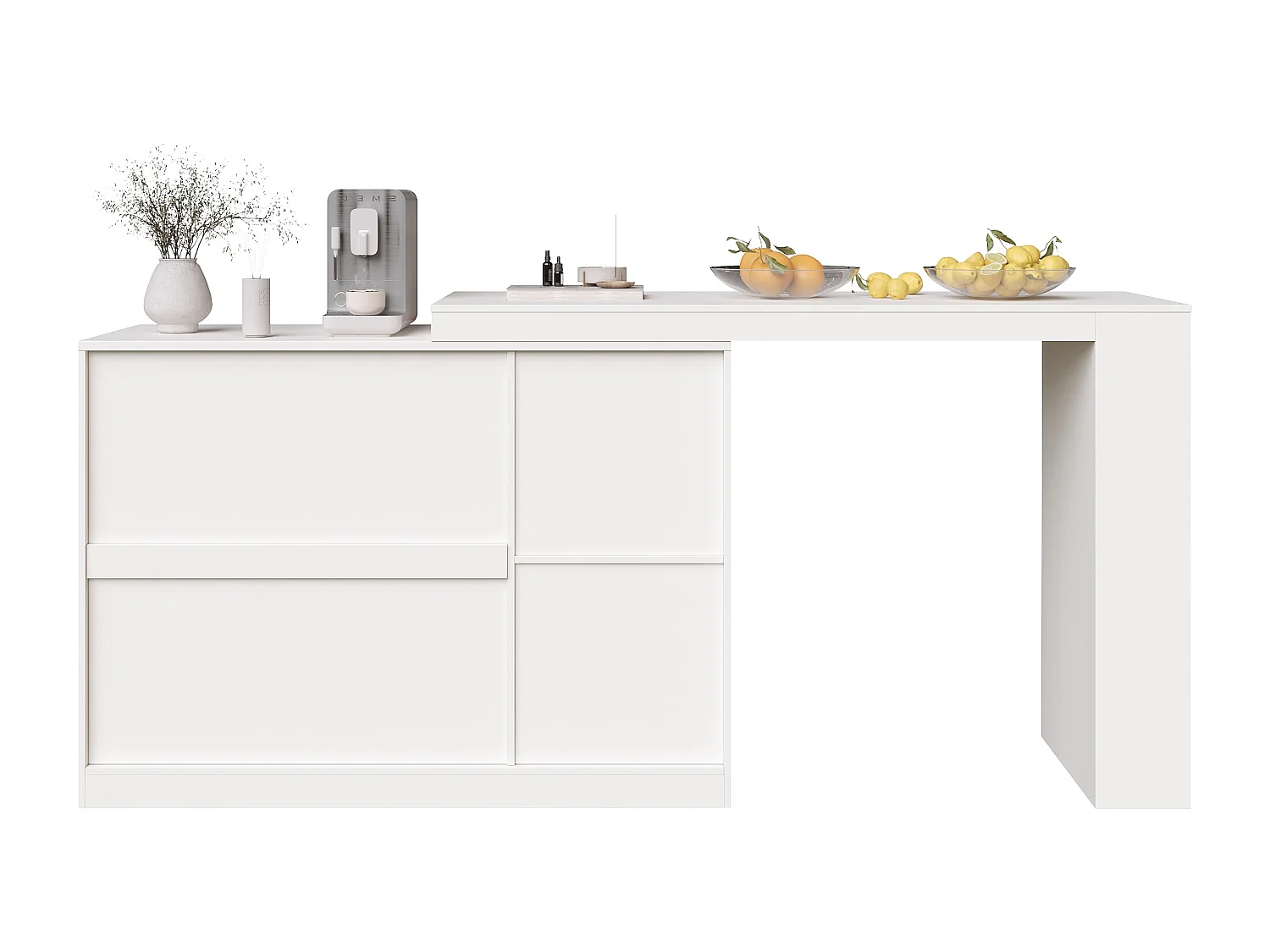 Sideboard, Rotating MDF Bar Cabinet - Large Storage Space - Contemporary Style - White