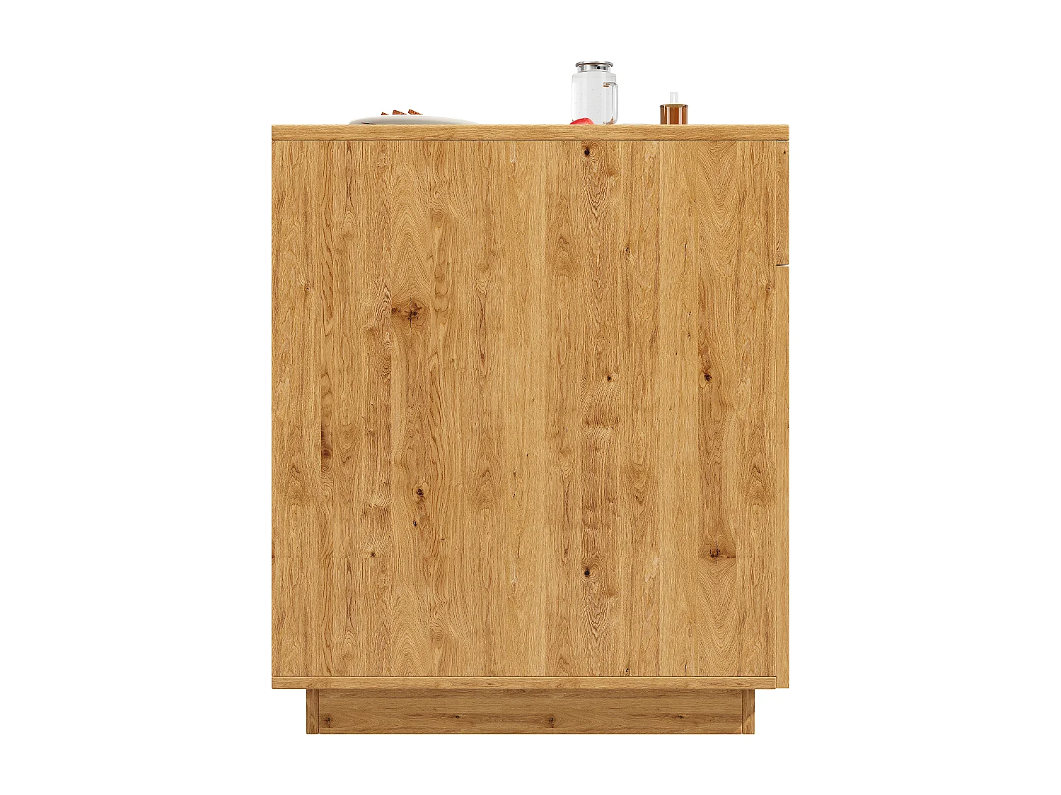 Kitchen island - extendable dining table - with LED lights - with glass door - oak exterior - Natural