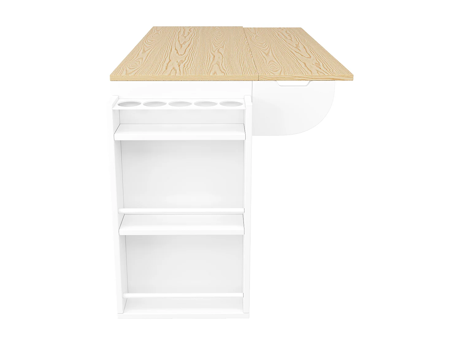 Mobile Kitchen Island - Extendable Top - 3 Drawers - With Spice Rack and Towel Rail - MDF - White