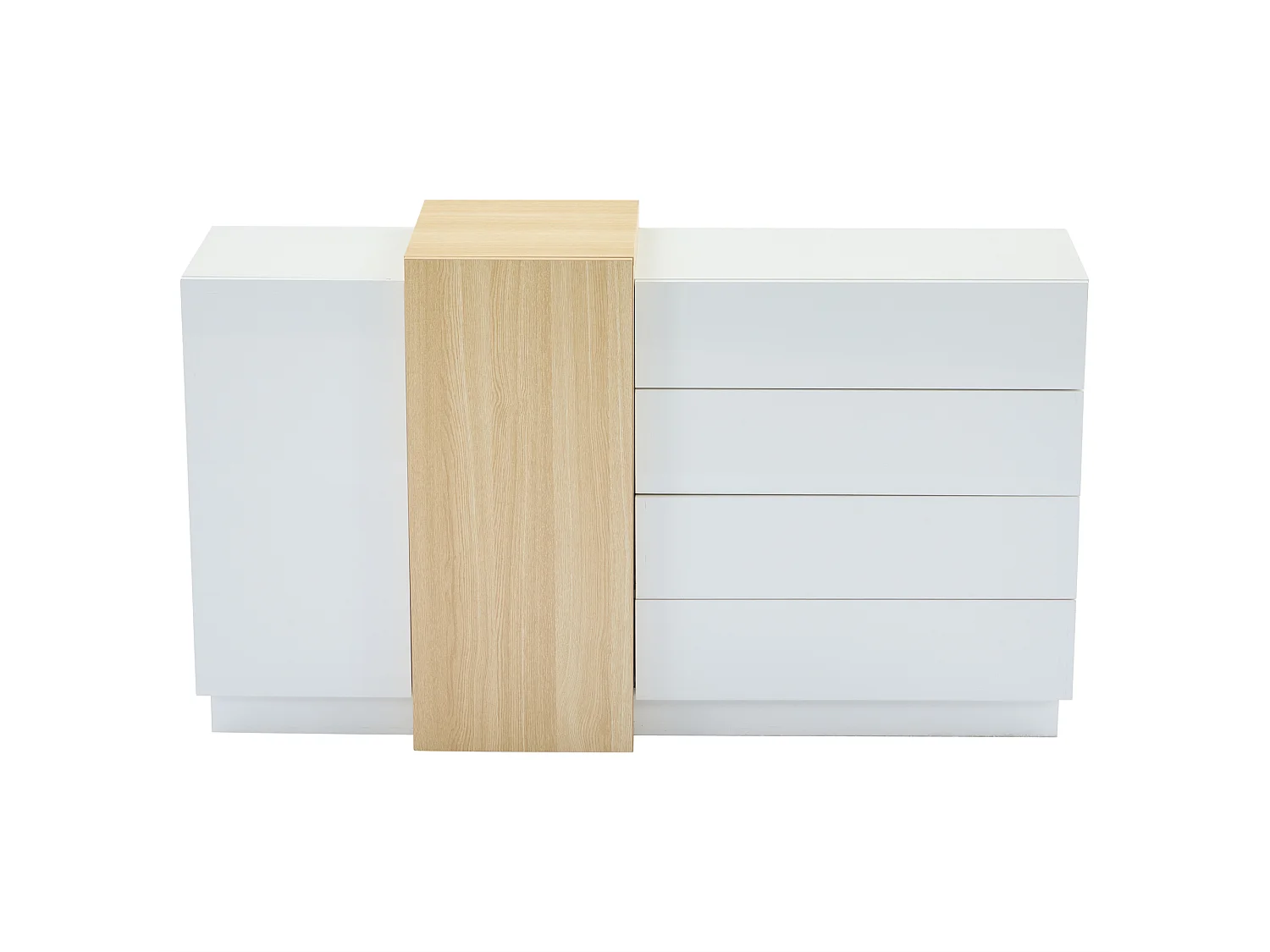 Glossy sideboard 140x35x81cm - with 2 doors - with 4 drawers - MDF - white