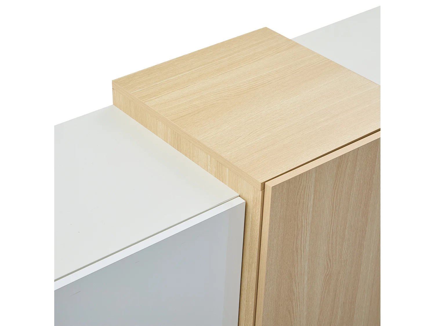 Glossy sideboard 140x35x81cm - with 2 doors - with 4 drawers - MDF - white