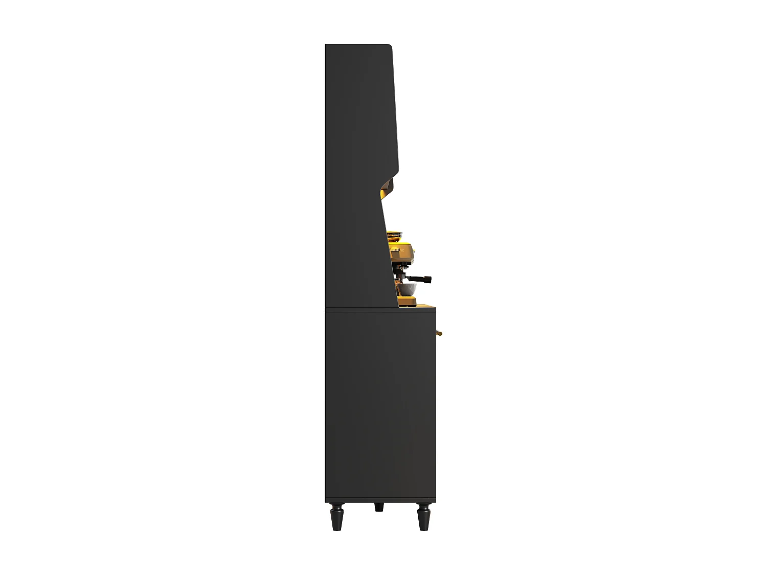 Kitchen sideboard 120x45x195.5 cm - with LED lighting - 3 drawers and 6 doors - adjustable shelves - black