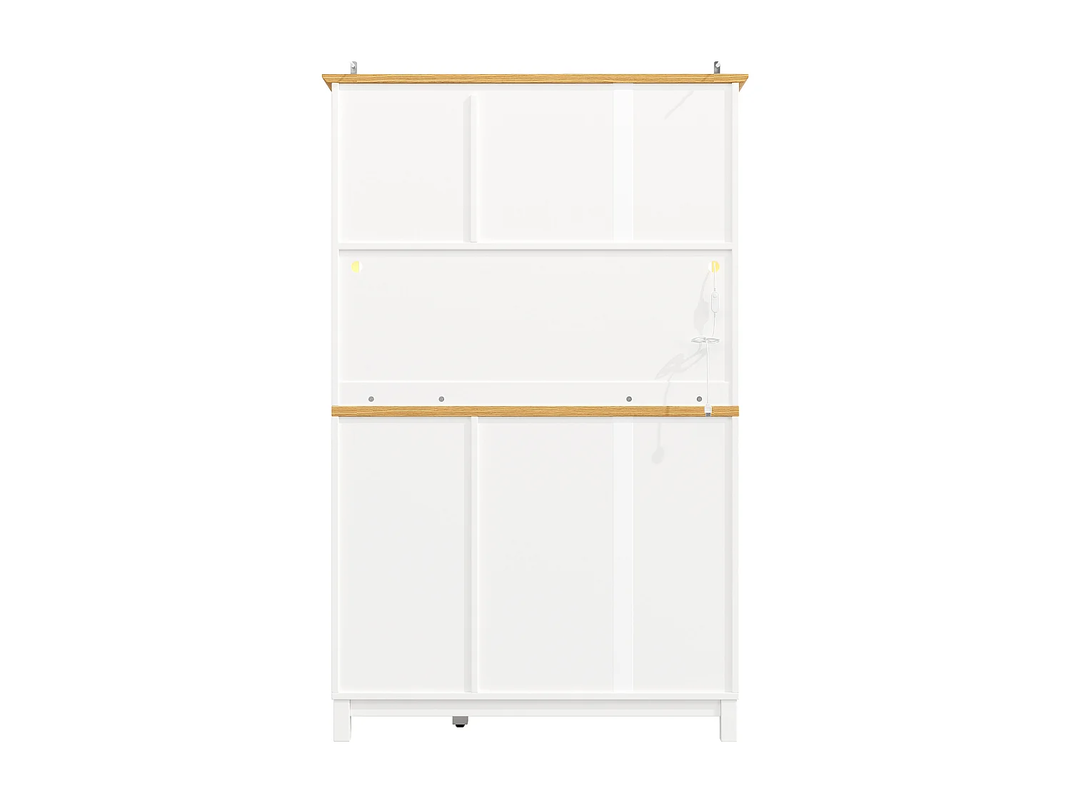 Kitchen Sideboard 105.5x180cm with LED, Drink Holder, 4 Doors and Diagonal Wood Grain - White