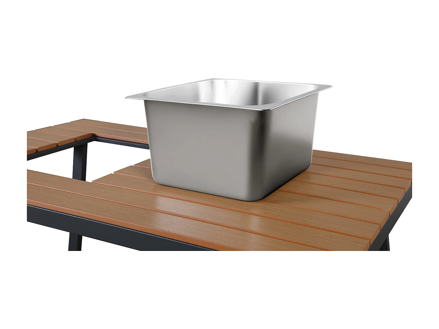 Garden dining set - for 6-7 people - galvanized iron frame - with 1 table - tabletop with ice bucket - Grey