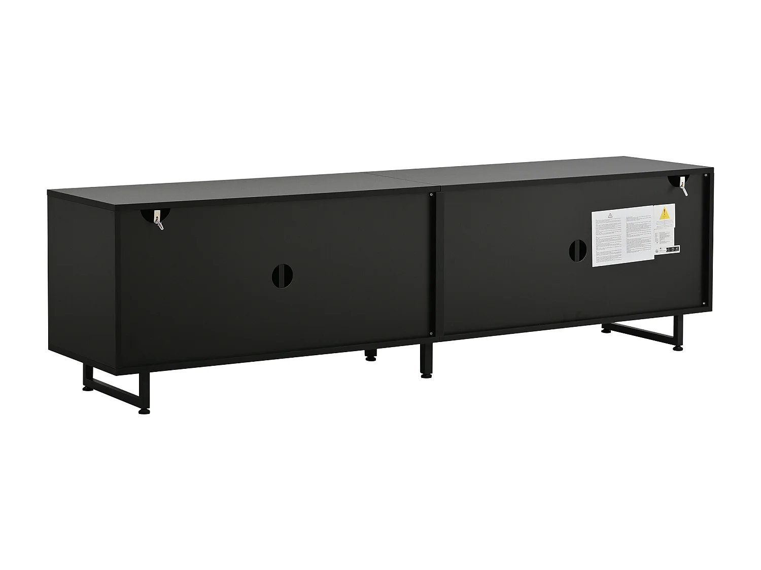 TV Stand 180x40x50 cm - 4 doors - for TVs up to 80 inches - metal legs - natural + black