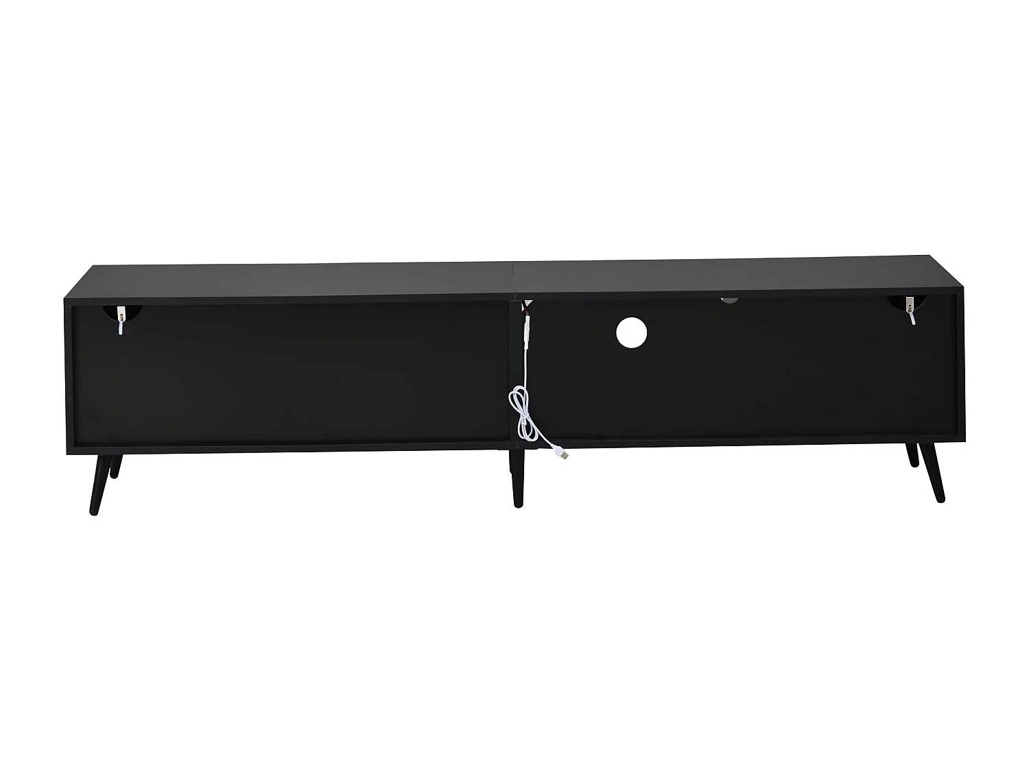 TV stand 175x31x43.5 cm - LED lighting - 3 doors - 6 legs - Fits TVs up to 75 inches - Particleboard - Natural
