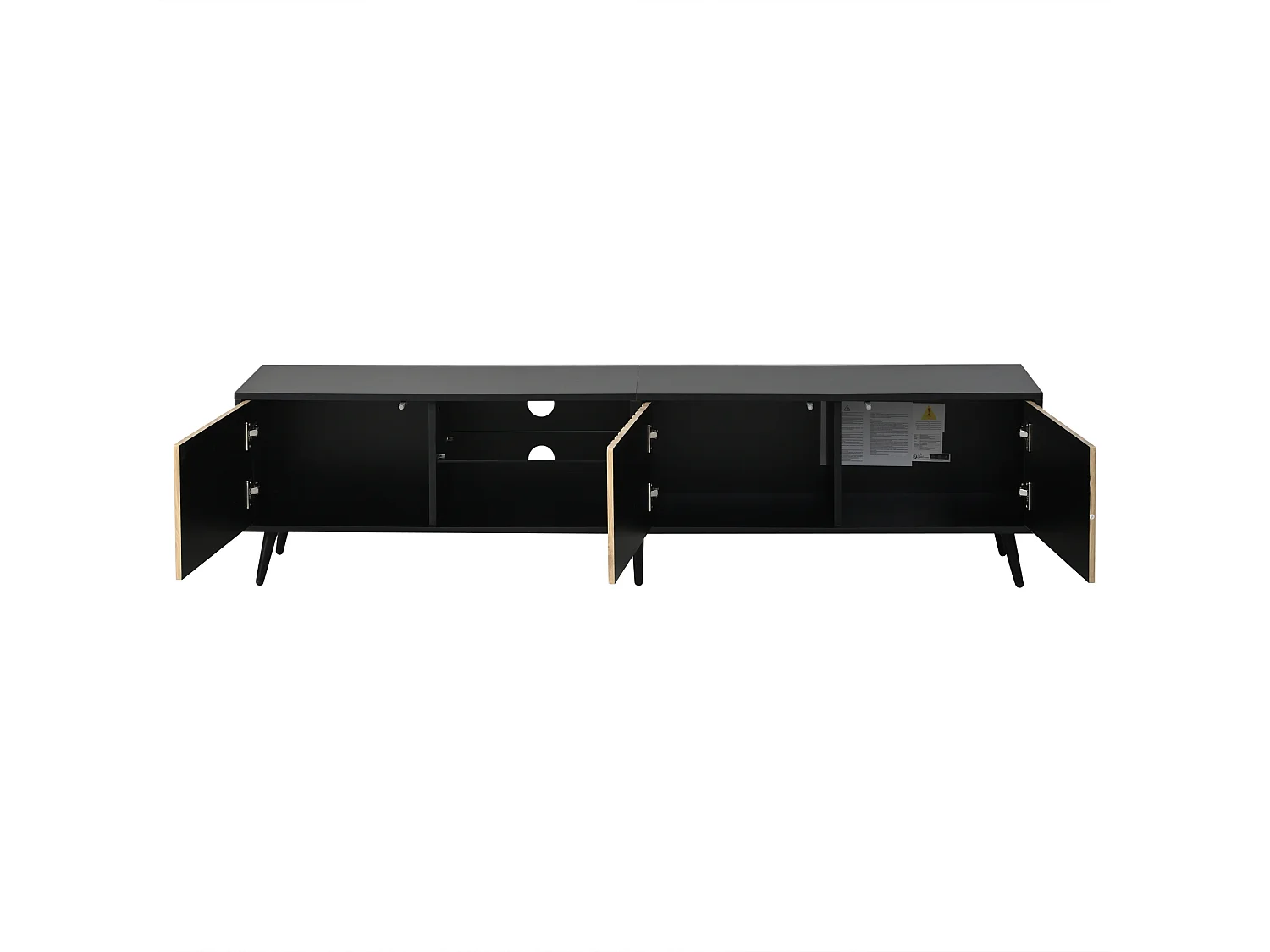 TV stand 175x31x43.5 cm - LED lighting - 3 doors - 6 legs - Fits TVs up to 75 inches - Particleboard - Natural