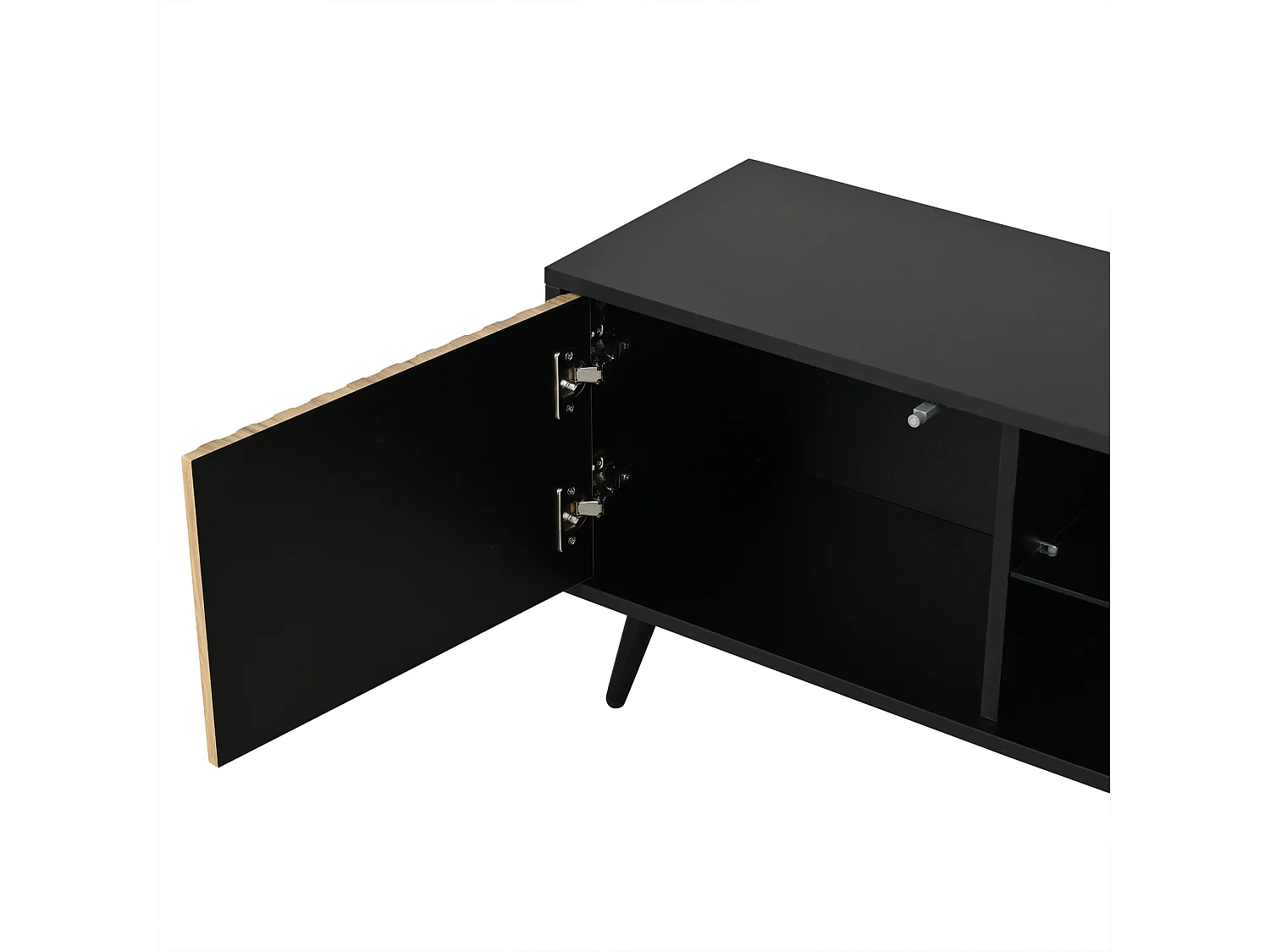 TV stand 175x31x43.5 cm - LED lighting - 3 doors - 6 legs - Fits TVs up to 75 inches - Particleboard - Natural