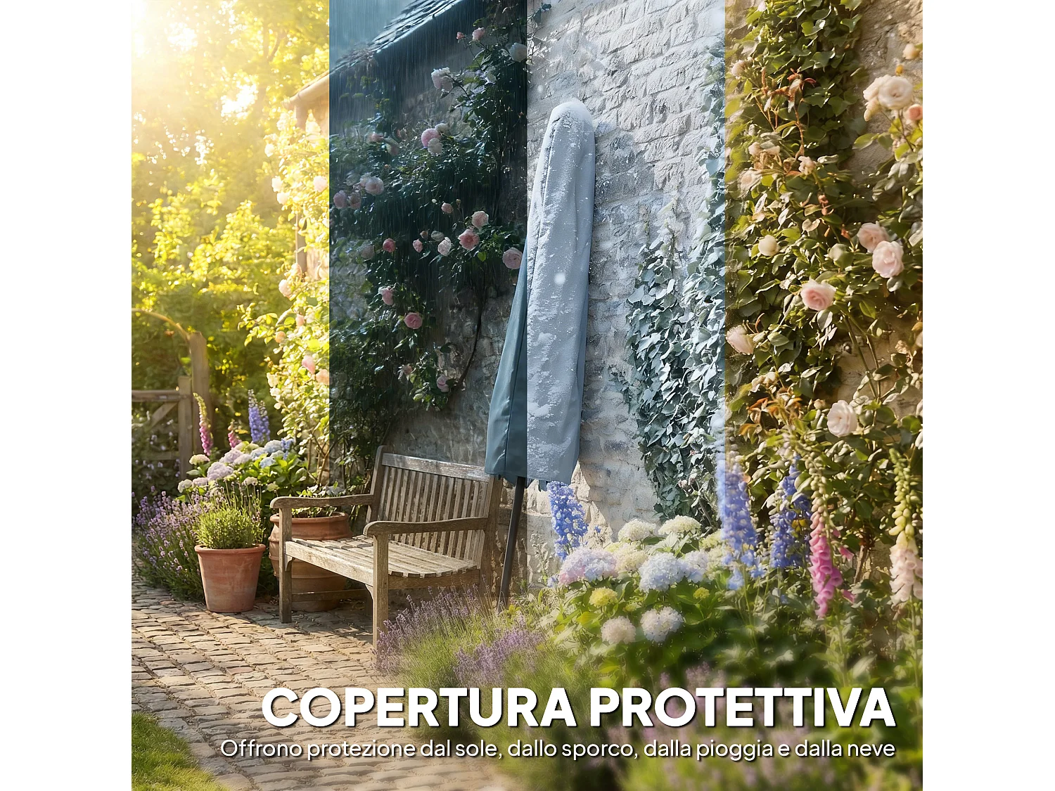 Ombrellone da giardino 3x3 m inclinabile grigio