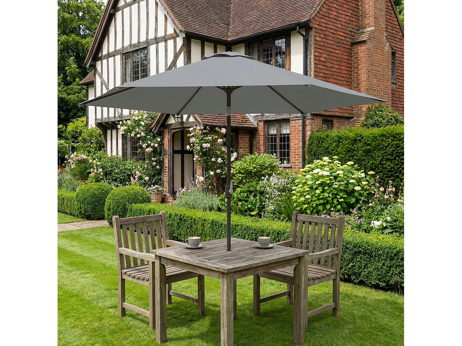 Ombrellone da giardino 3x3 m inclinabile grigio