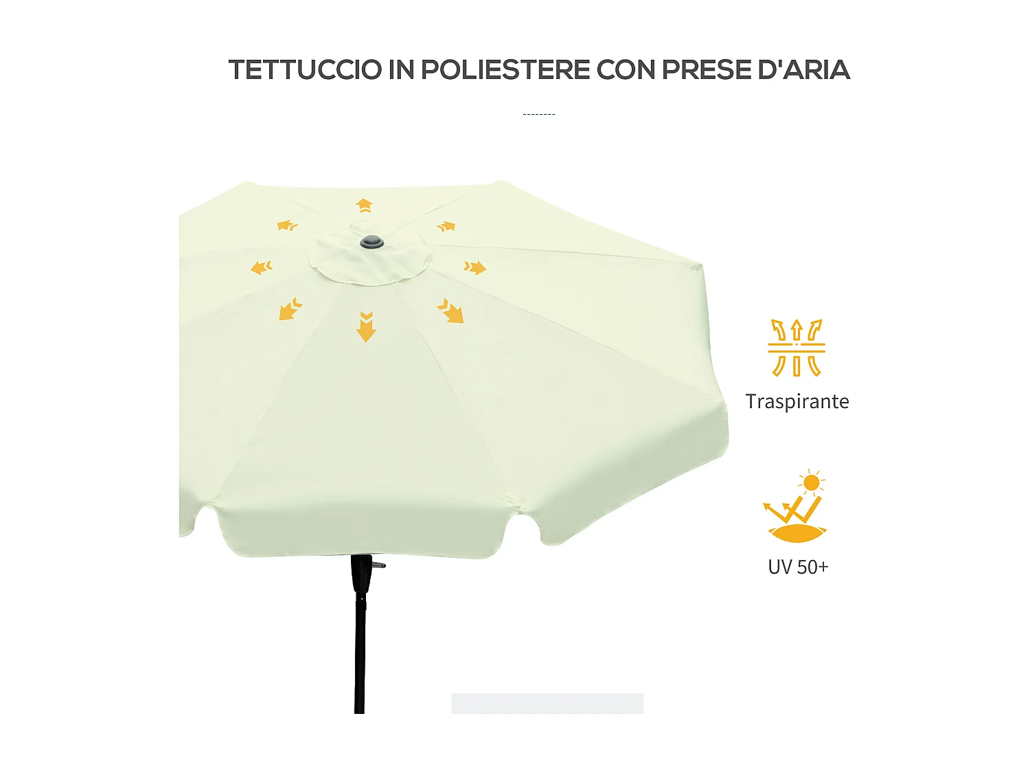 Ombrellone da giardino e terrazza ø2.7x2.5 m beige