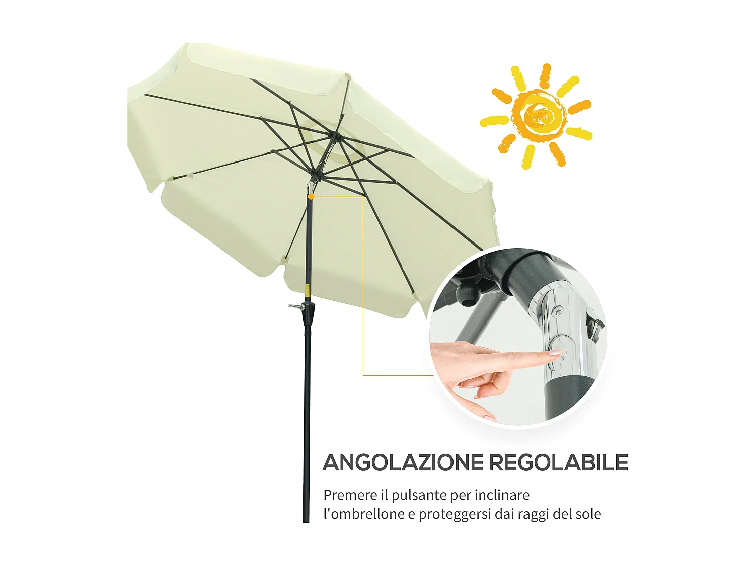 Ombrellone da giardino e terrazza ø2.7x2.5 m beige